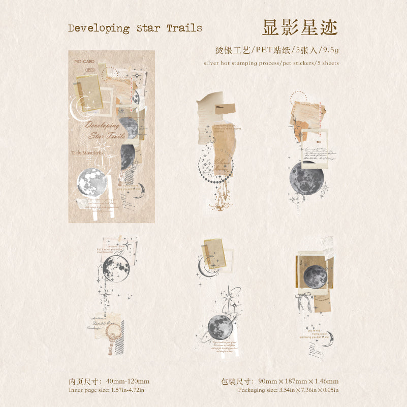 3D Silver Foiled Stars and Moons on Paper PET Stickers