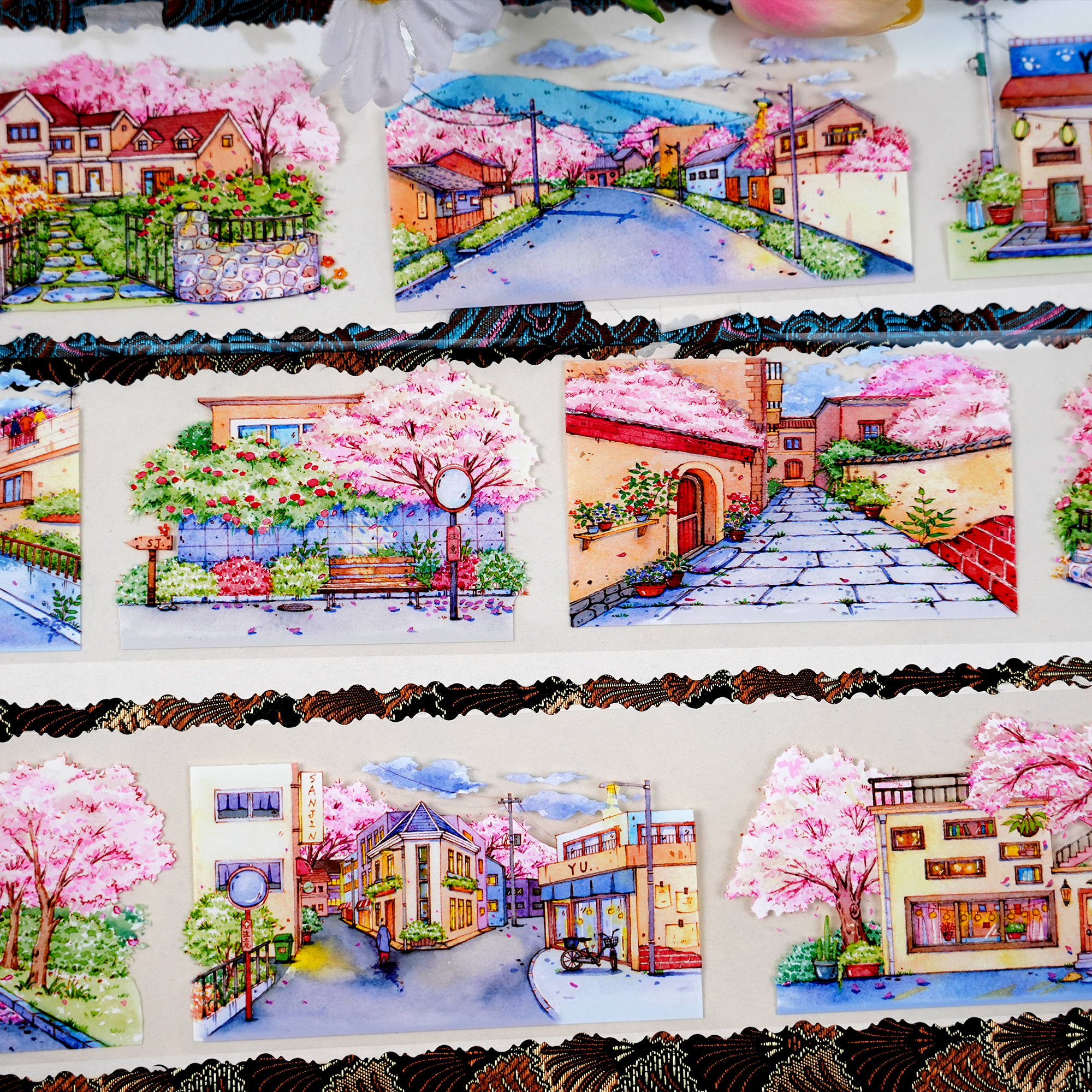 【XT】A Street Where Cherry Blossoms Drift Landscaping Tape