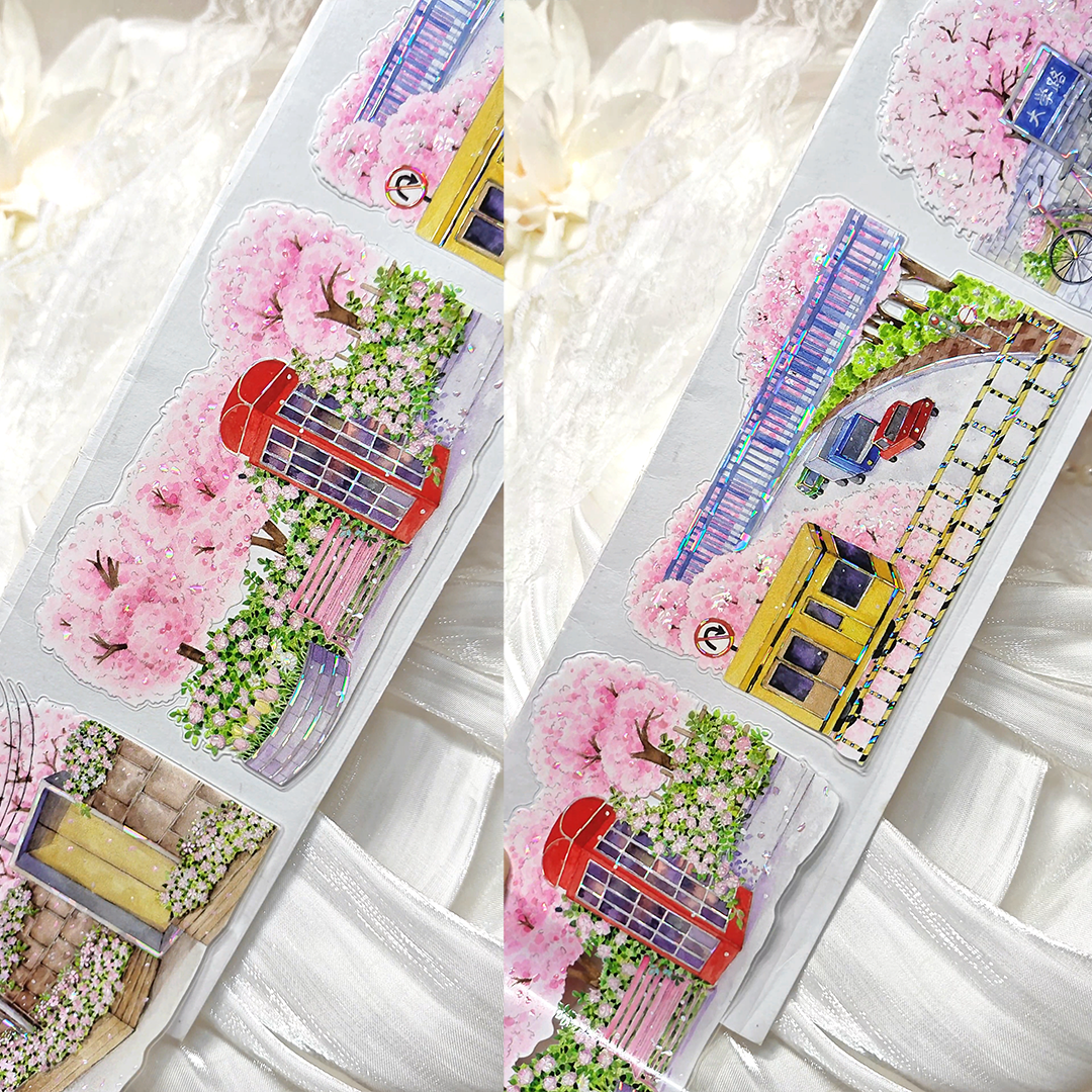 【BOBOYU】Sunny Riverside Sakura Way Landscape Tape