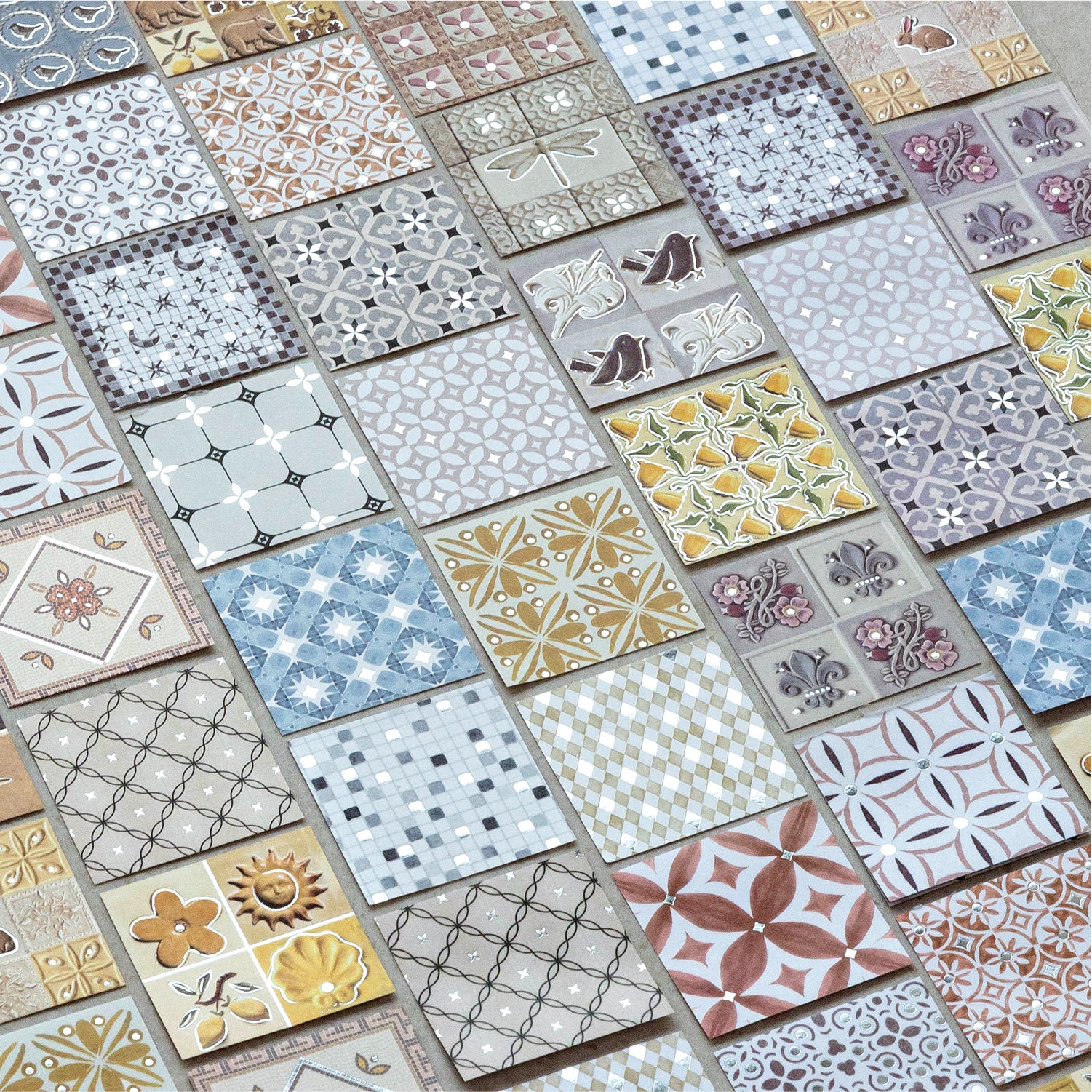 Silver Foil Floral Tile Sticker Book