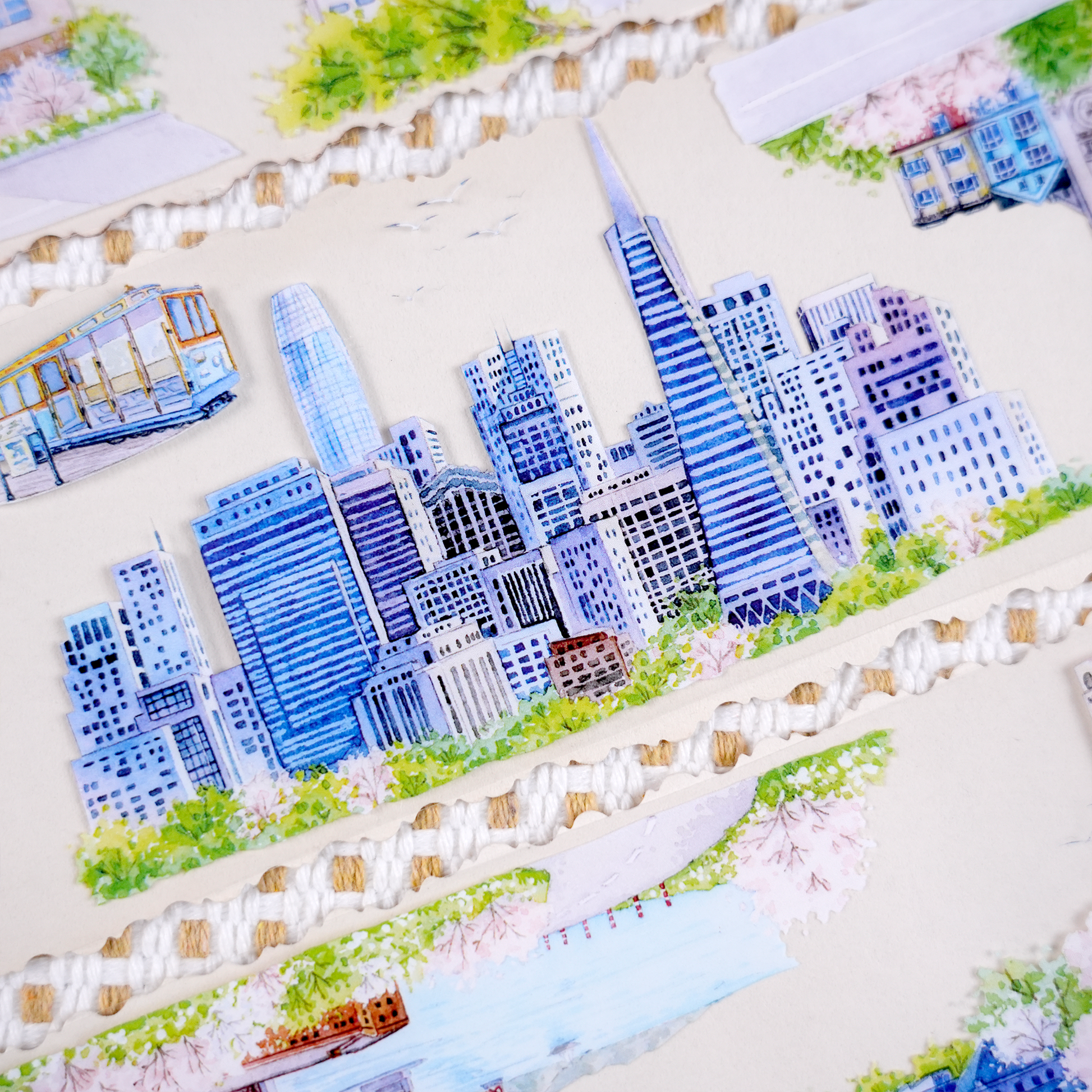San Francisco cityscape decorative PET tape for planners, cards, and paper crafts