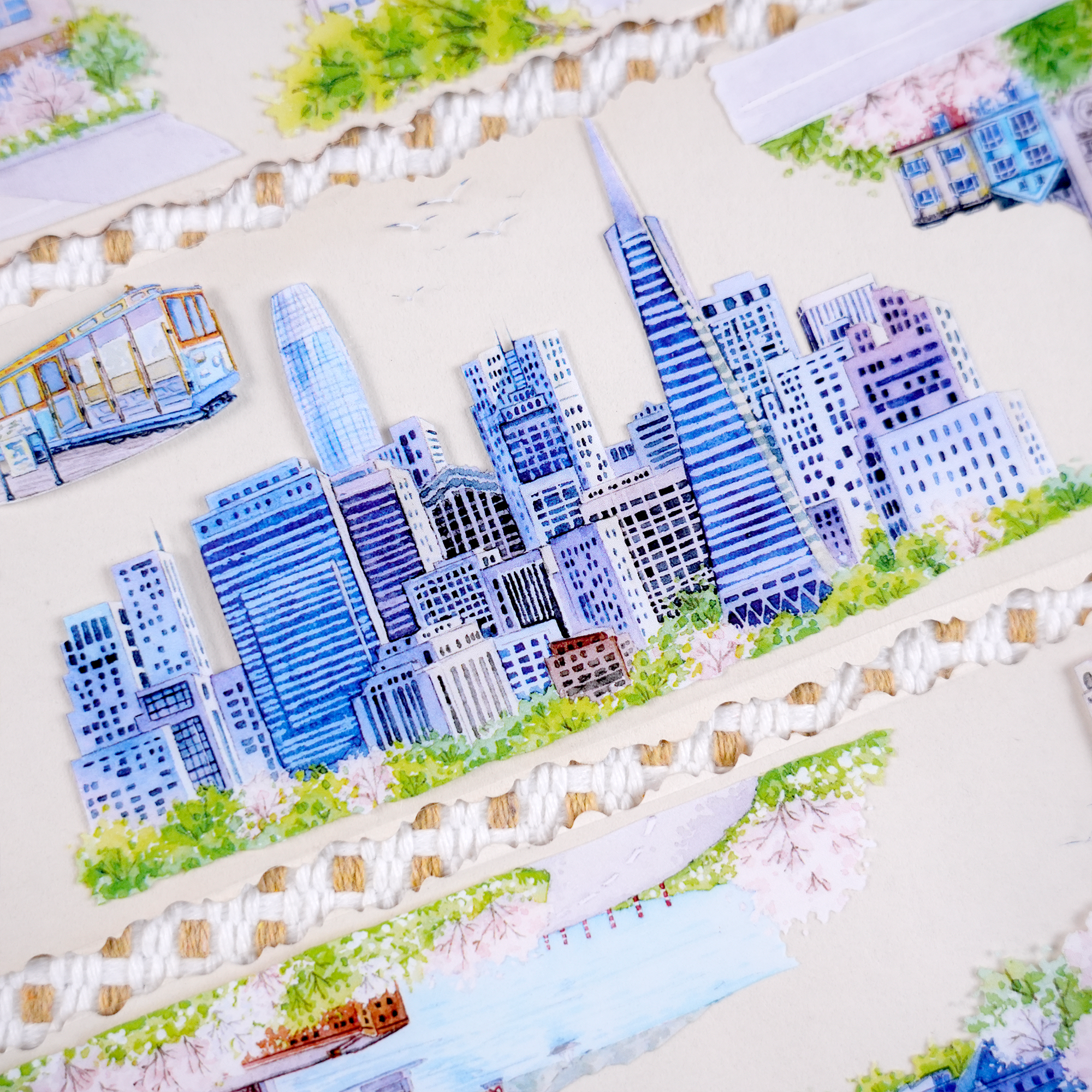 San Francisco cityscape decorative PET tape for planners, cards, and paper crafts