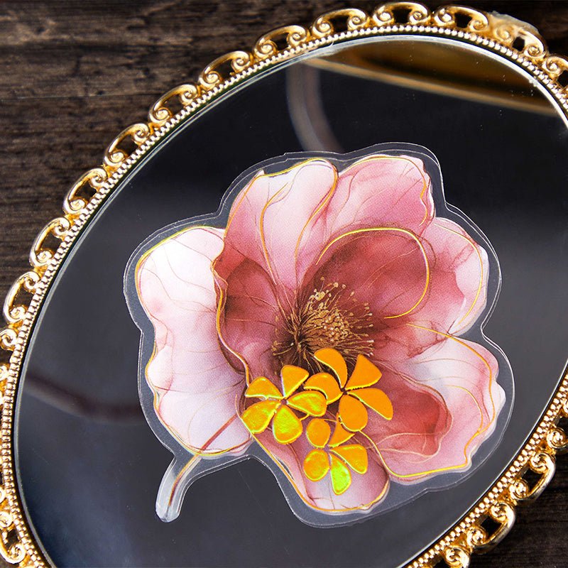Gold-Foiled Flower PET Stickers