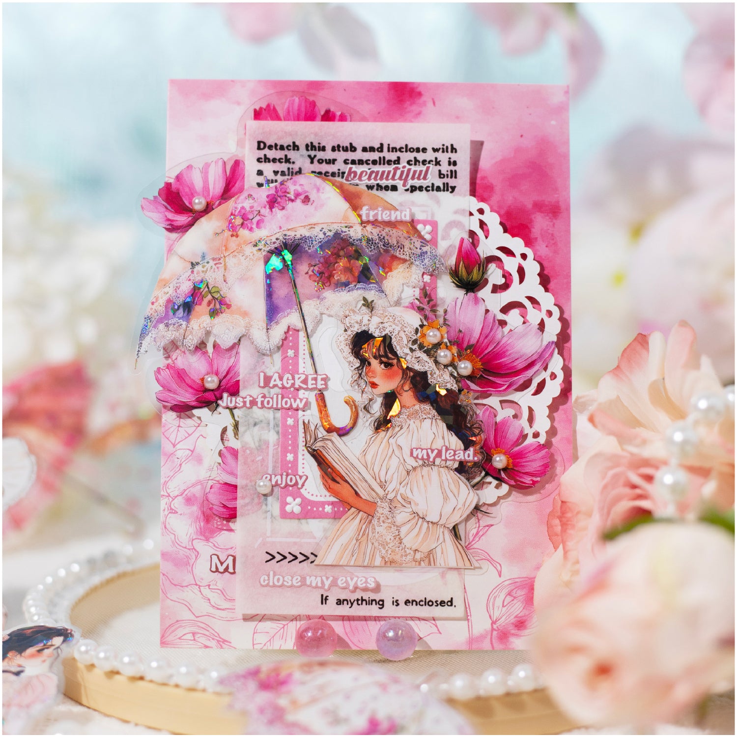 Rainy-day Beauty PET Sticker