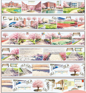 Cherry Blossom Campus Landscape PET Tape