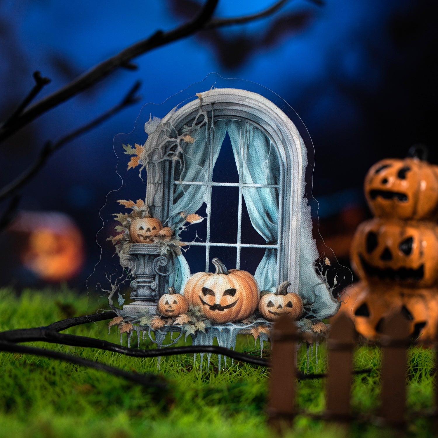 Night Window View PET Sticker