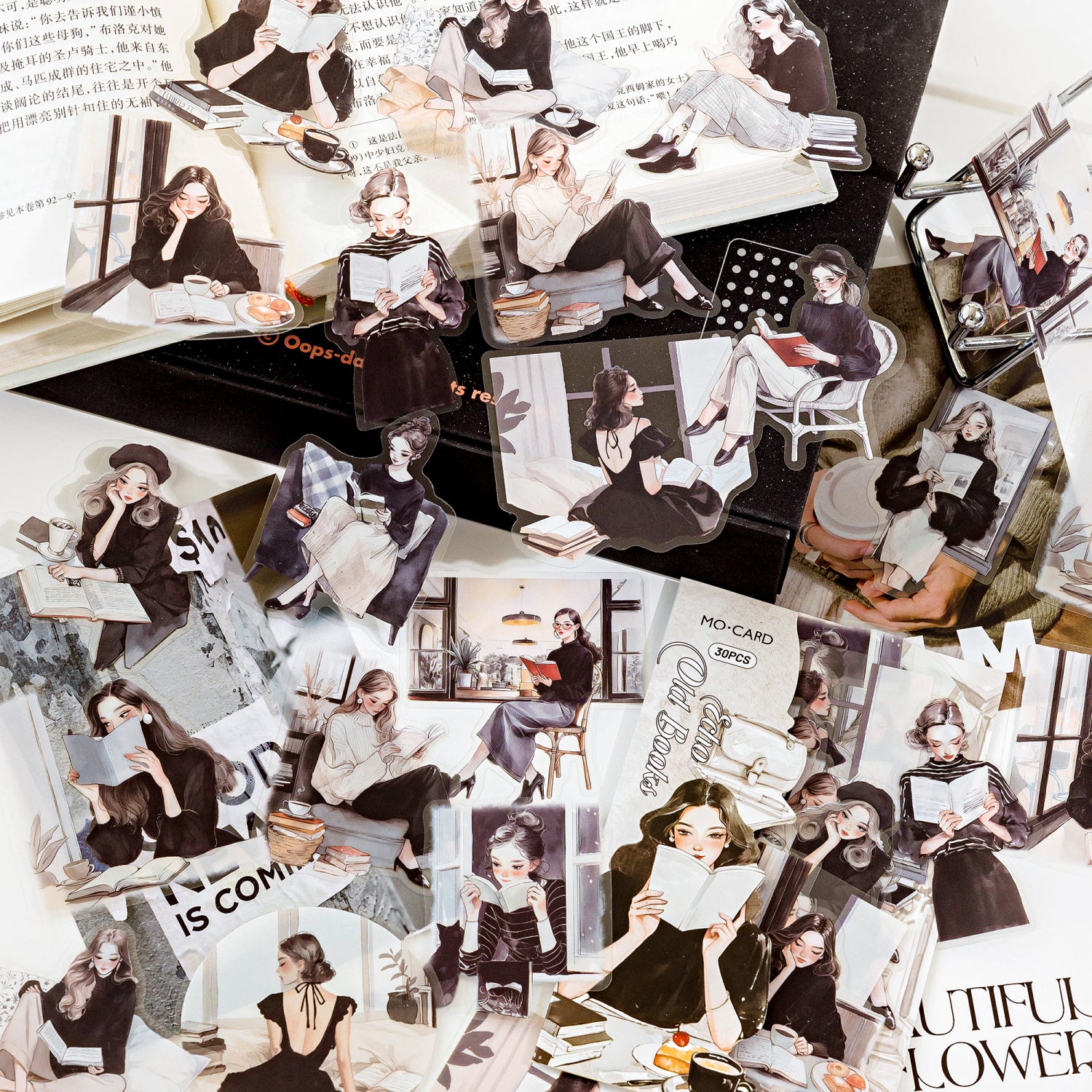 Elegant Reading Series PET Sticker