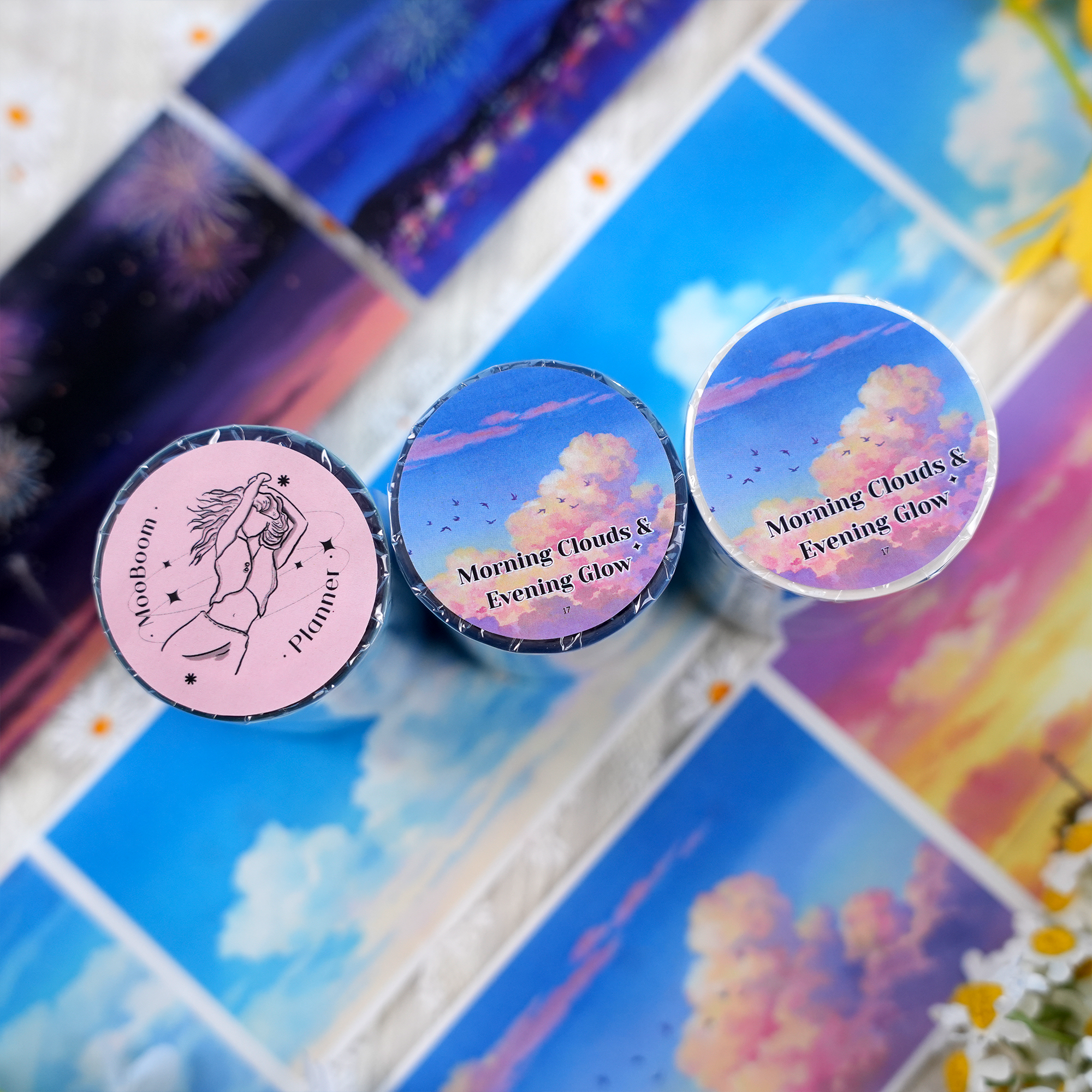 【MOOBOOM】Morning Clouds & Evening Glow Sky View PET Landscaping Tape