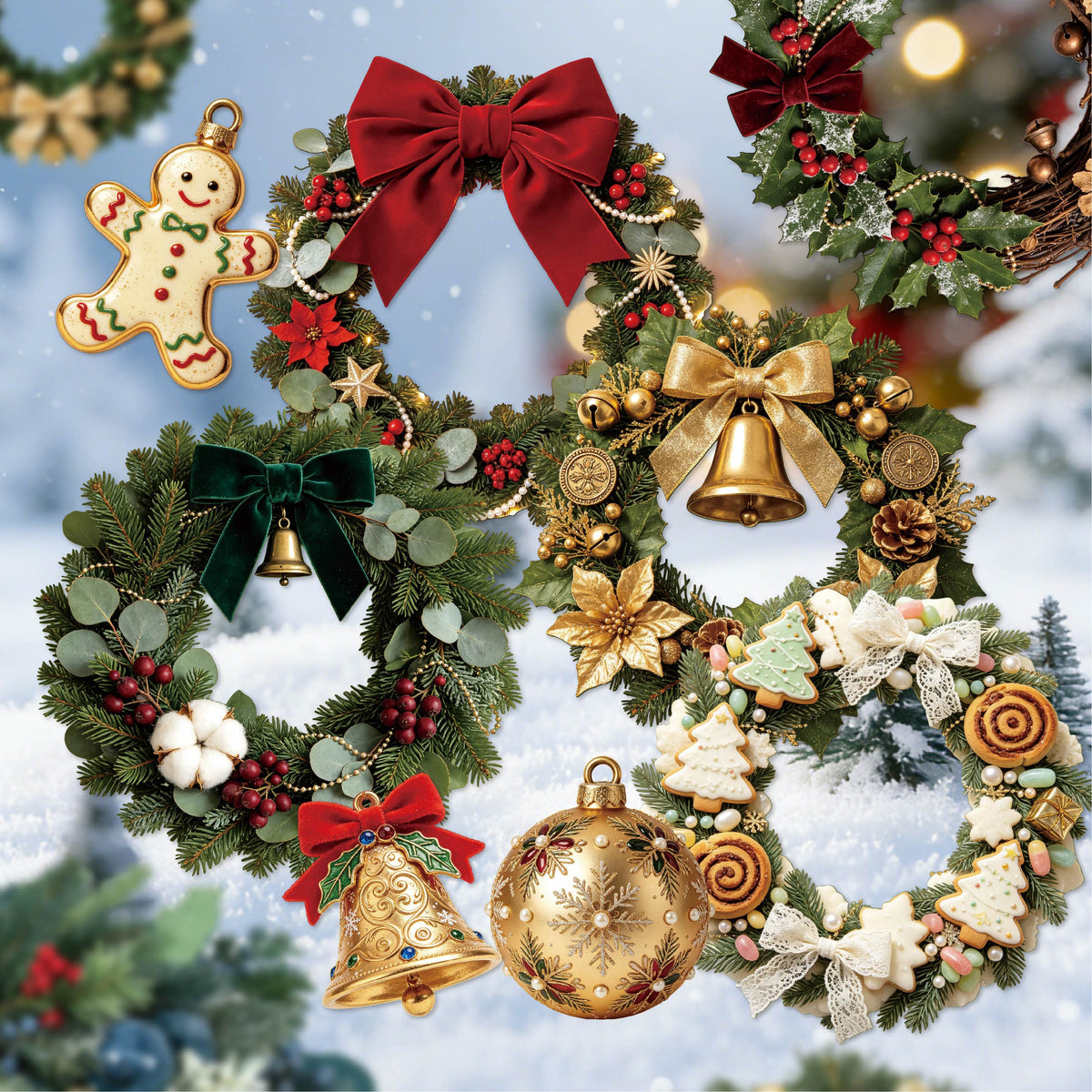 Christmas Wreath Paper Sticker