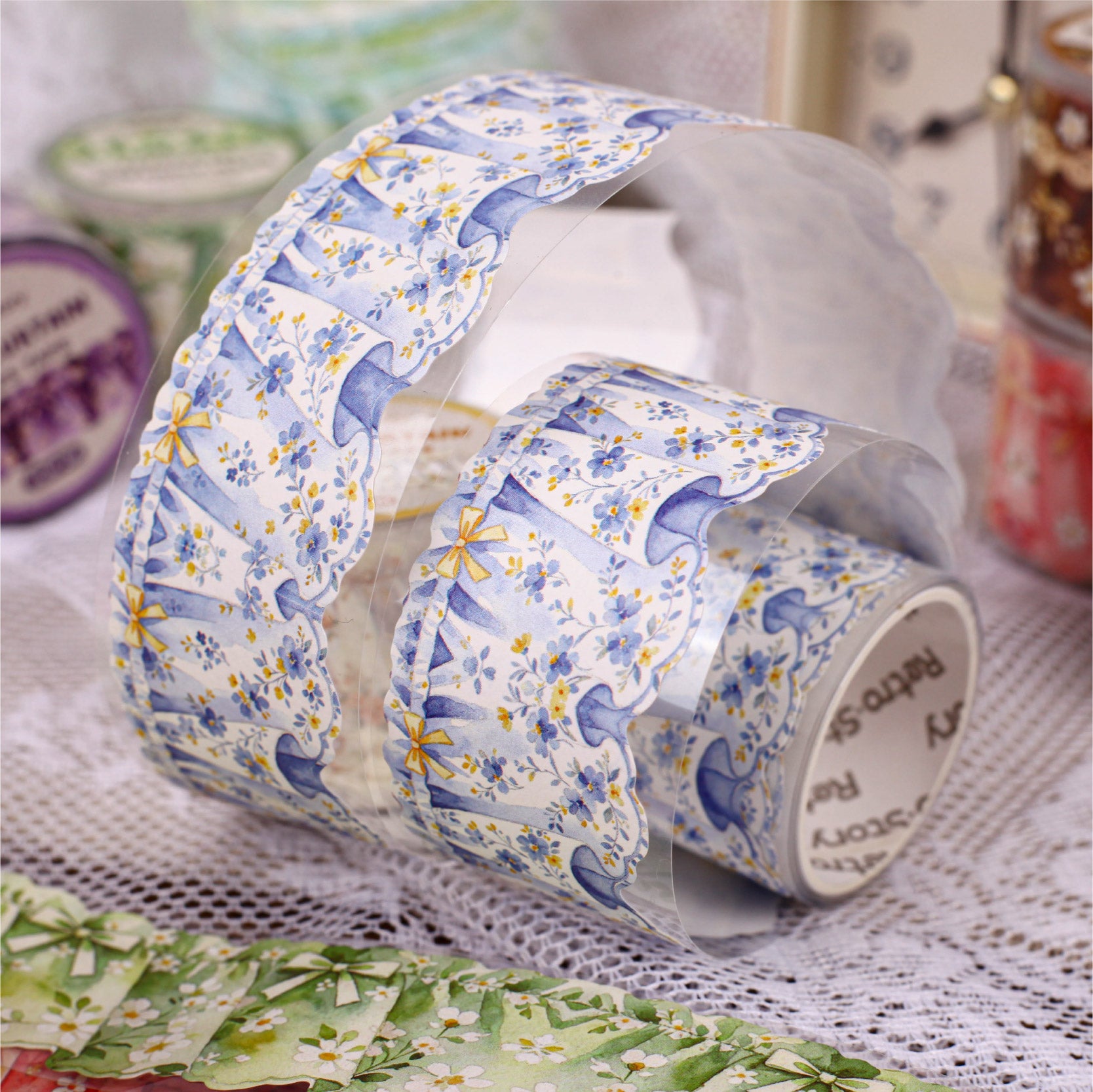 PET cloth curtain tape artwork for planner and diary decoration