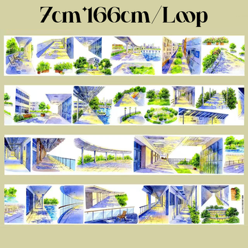 【SZCX】Light and Shade Beneath the Long Hallway Landscape PET Tape