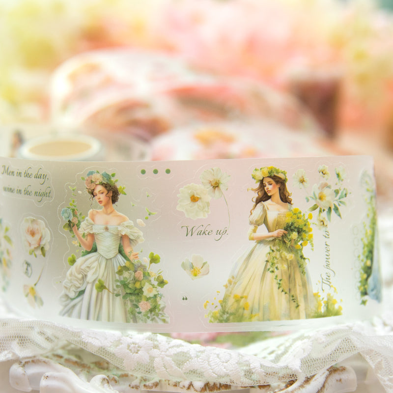 Girl Among Flowers Pre-cut Scrapbook Journal PET Tape