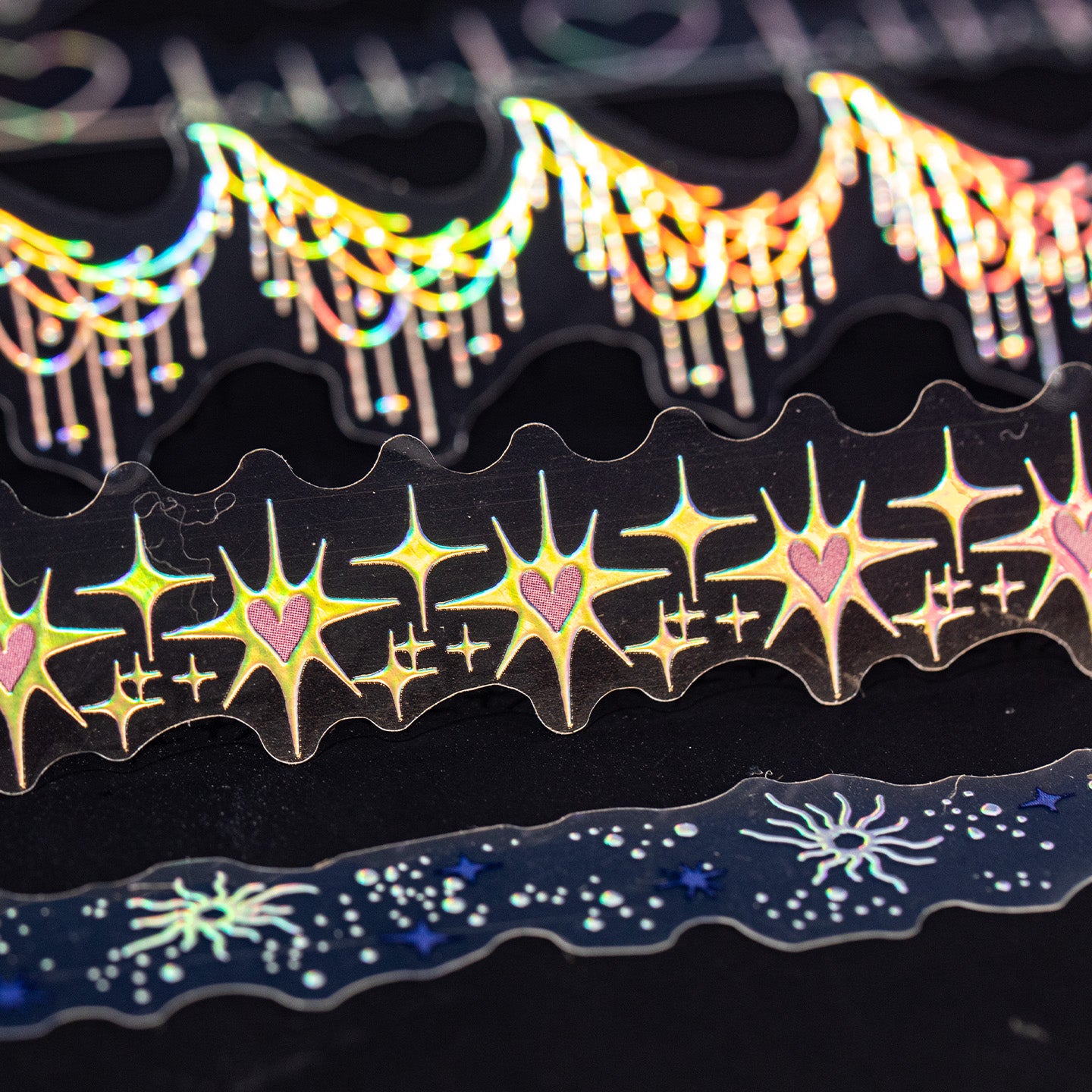 Starlight Laser Silver Long Sticker for journaling and scrapbooking