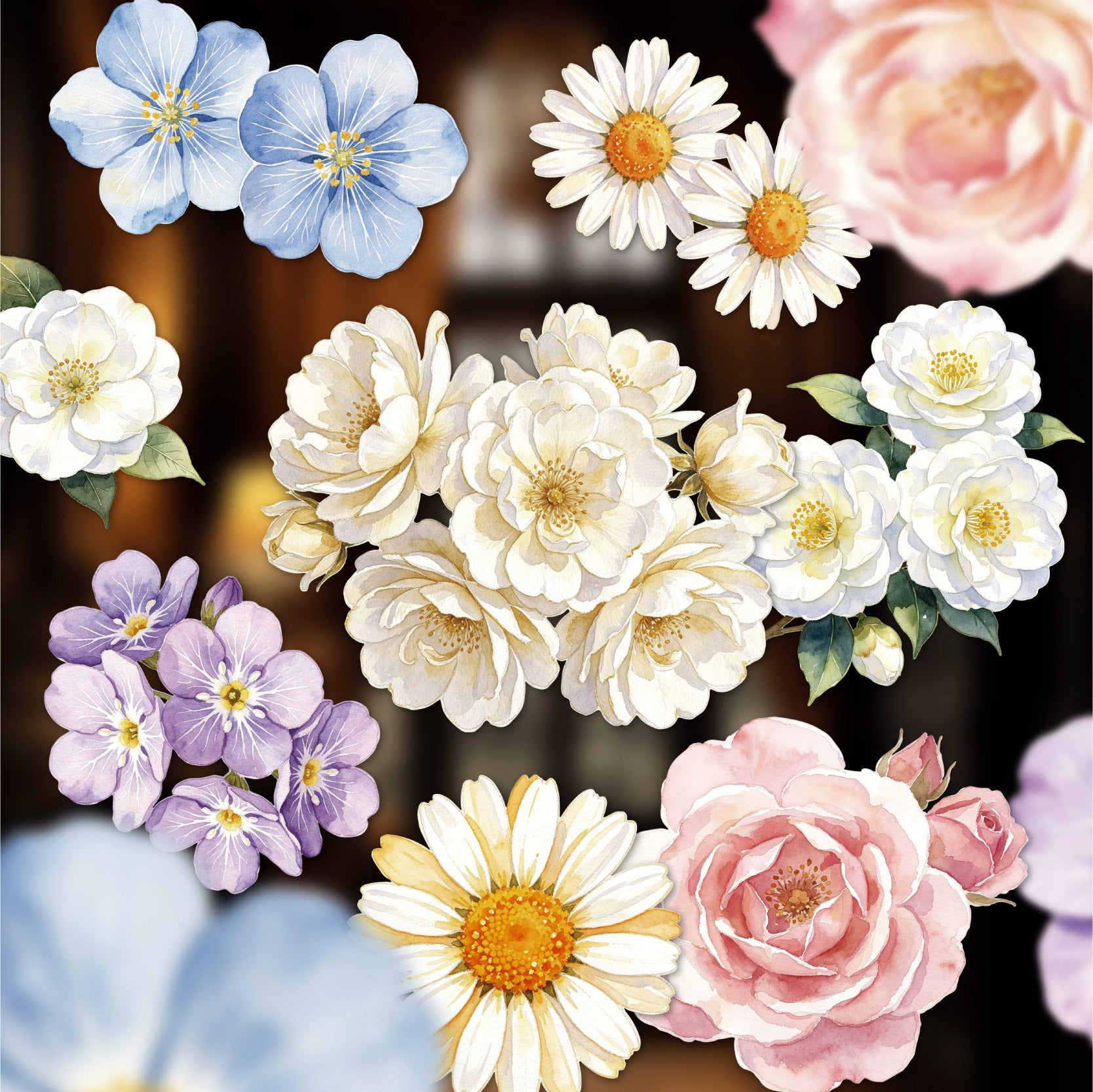 Soft Floral Sticker for Journaling | MOOBOOM