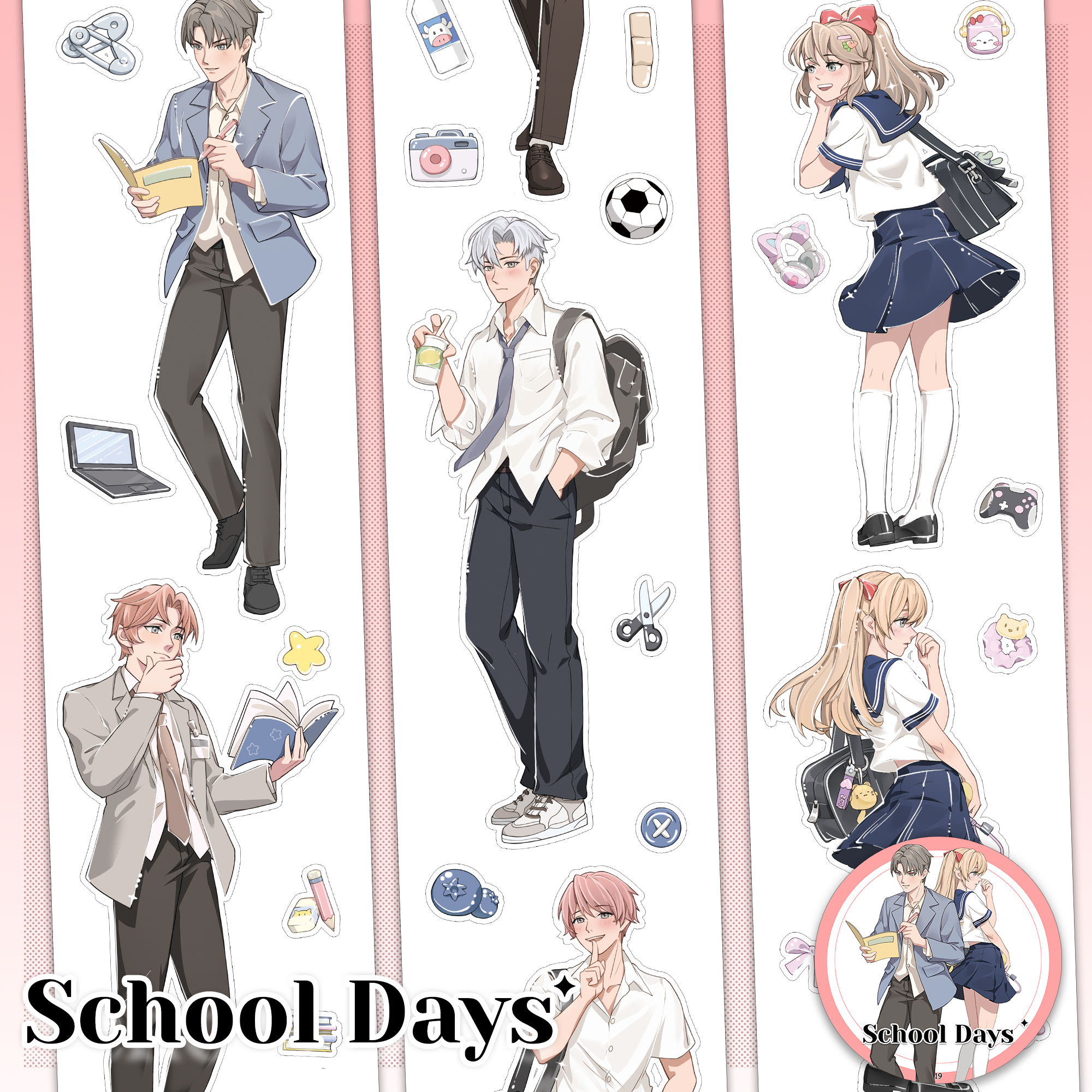 【MOOBOOM】School Days Character-themed Shell Light Foil PET Tapes