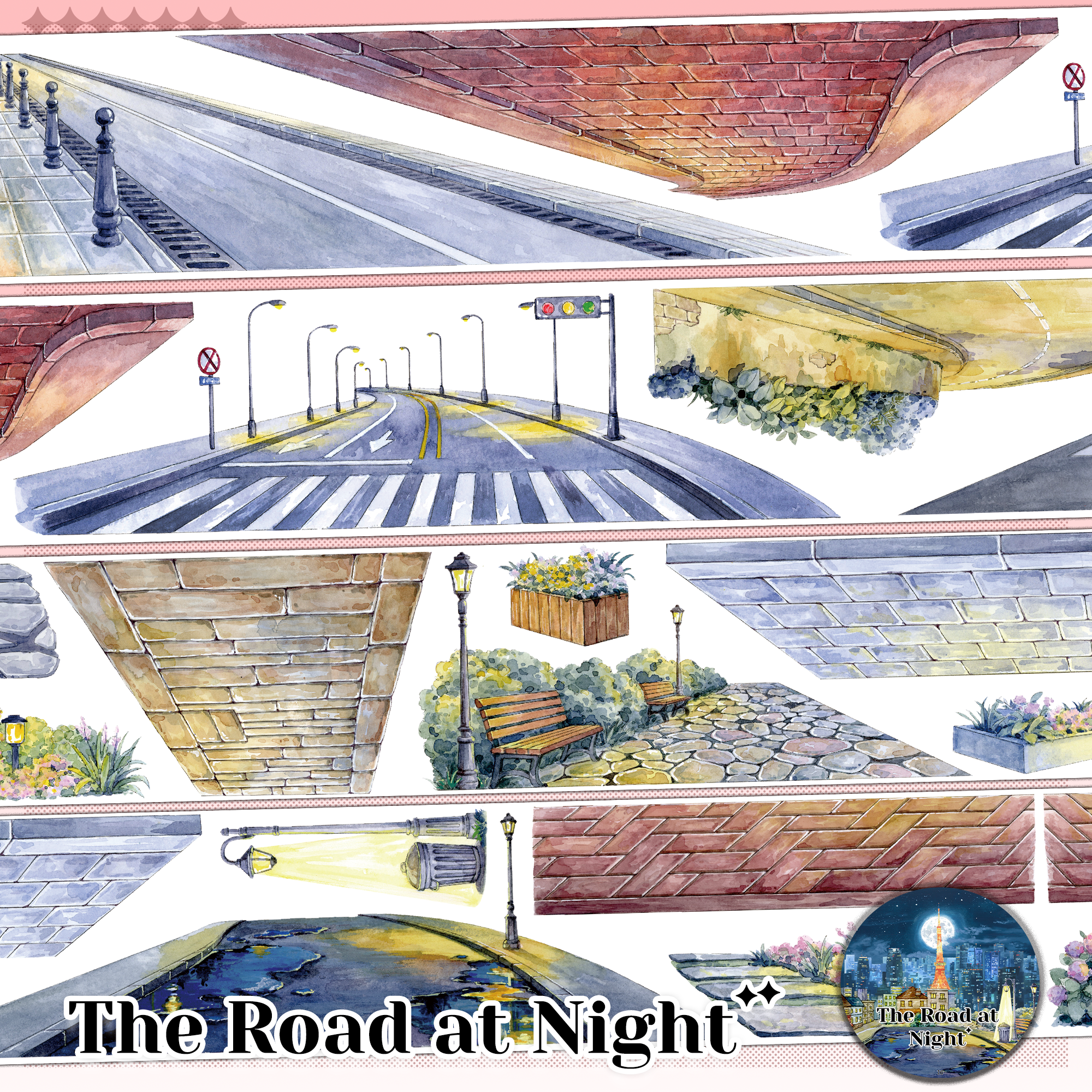 【MOOBOOM】The Road at Night Pre-cut PET Tape