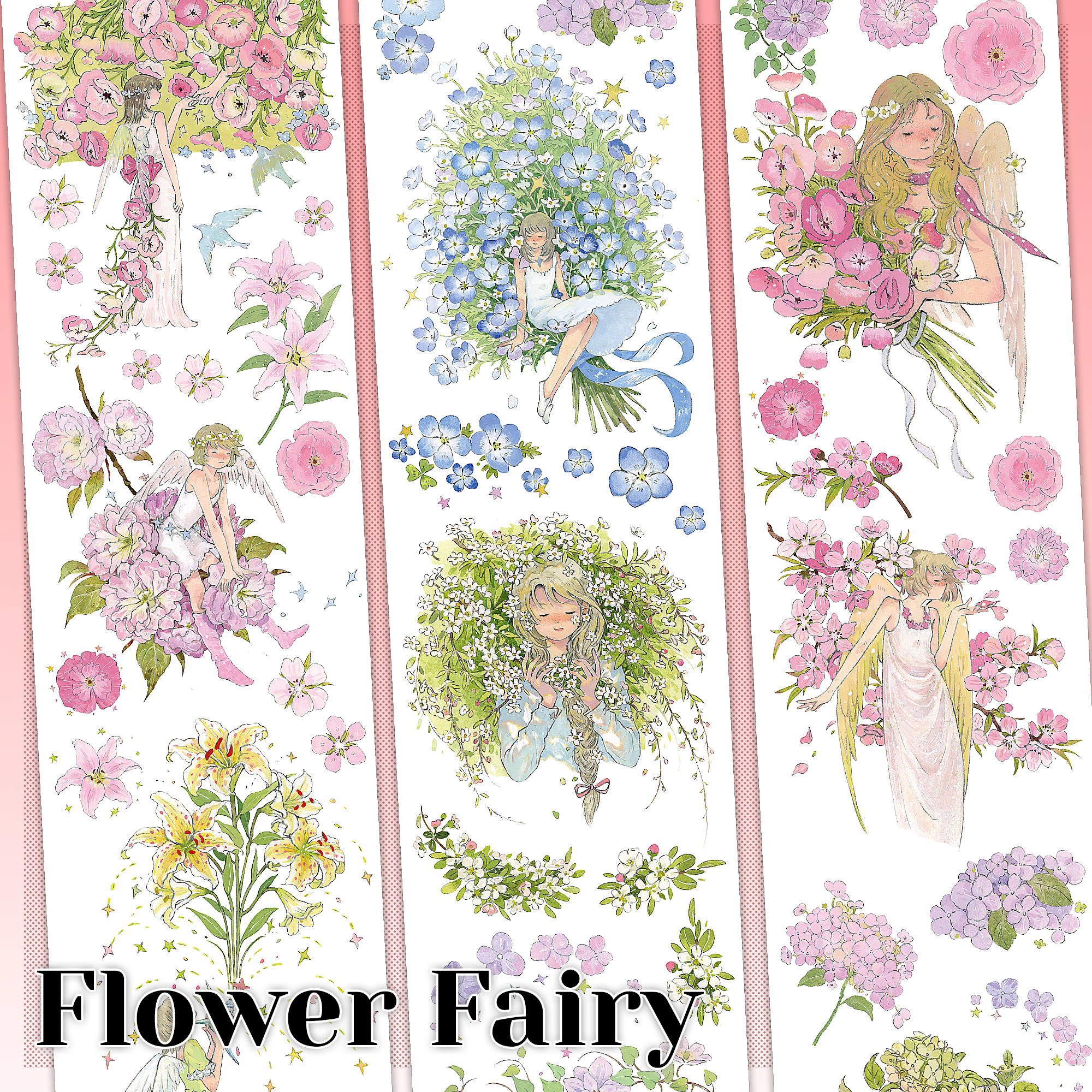 【MOOBOOM】 Flower Fairy Girl and Flower Pre-cut PET Tape