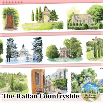 Italian Countryside pre-cut PET landscape tape for travel journaling and scrapbooking