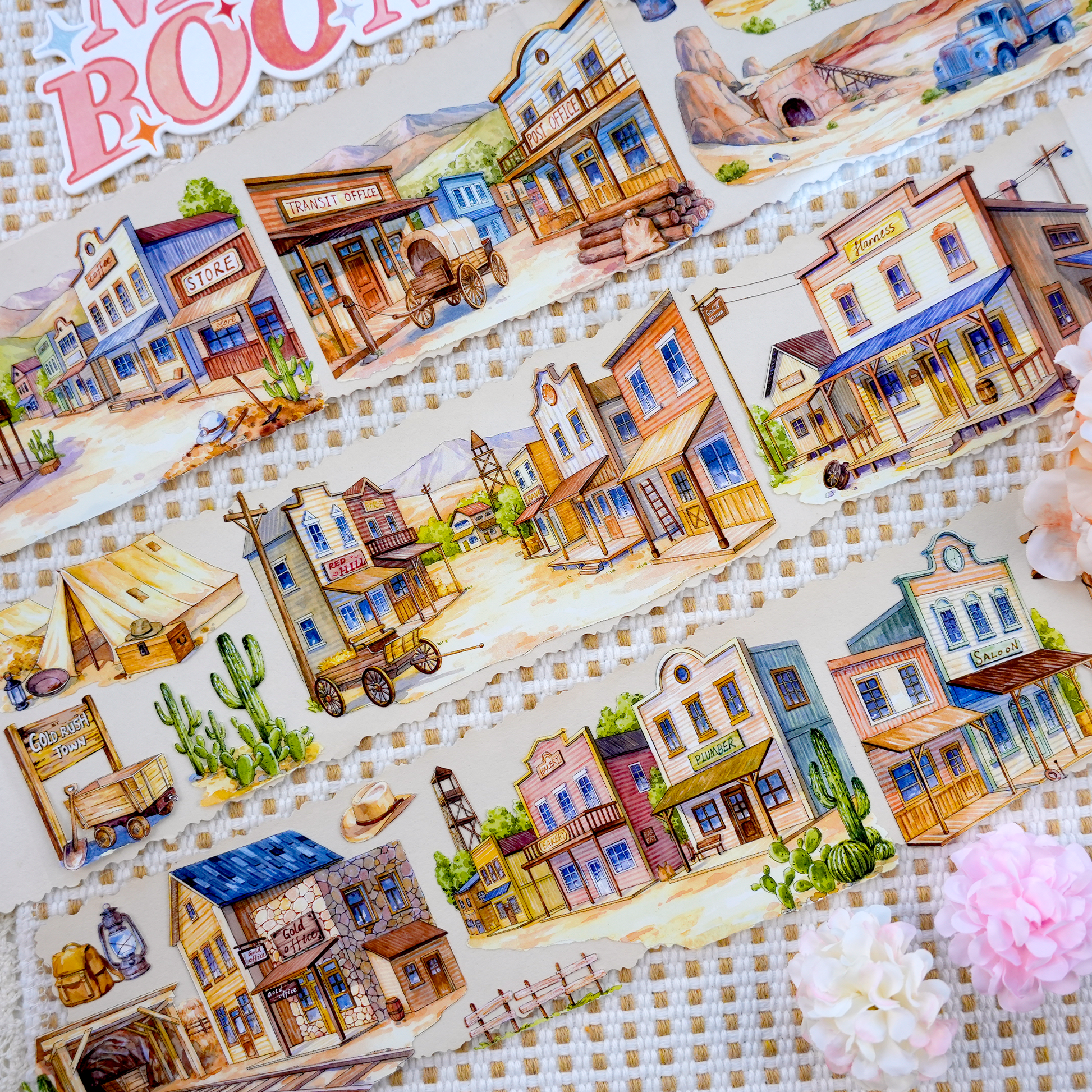 【XT】Western Town Landscape Tape for journaling and scrapbooking
