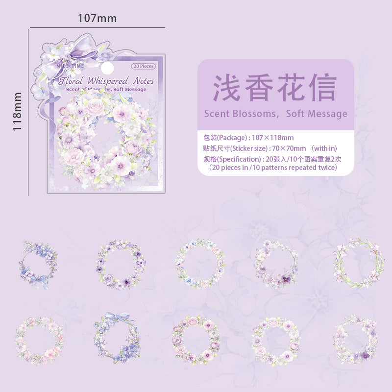 Floral Note with Gentle Whispers Wreath PET Stickers