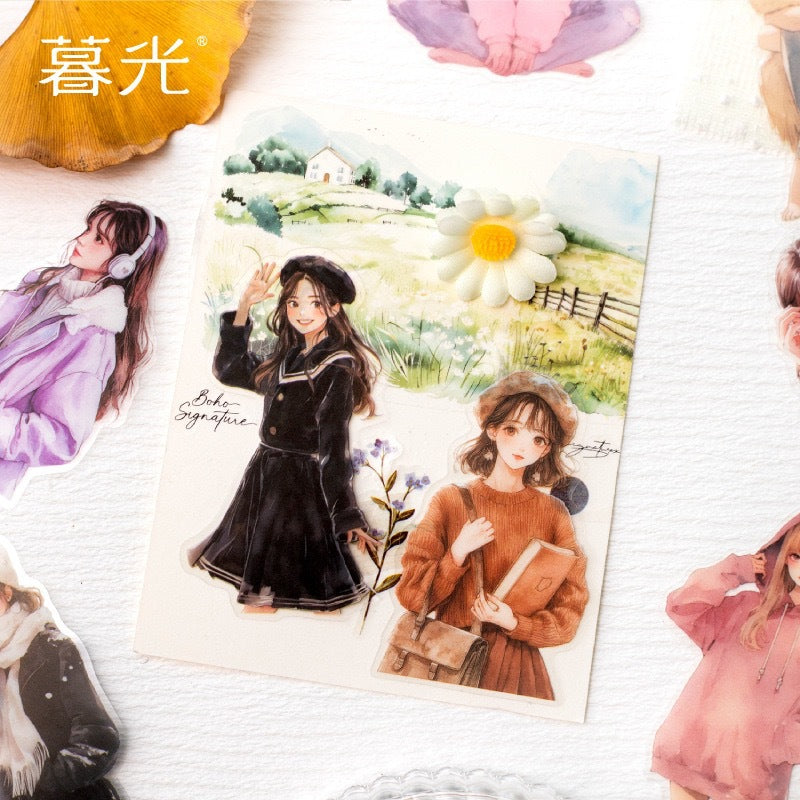 Gentle Journal Korean-style Girl PET Sticker