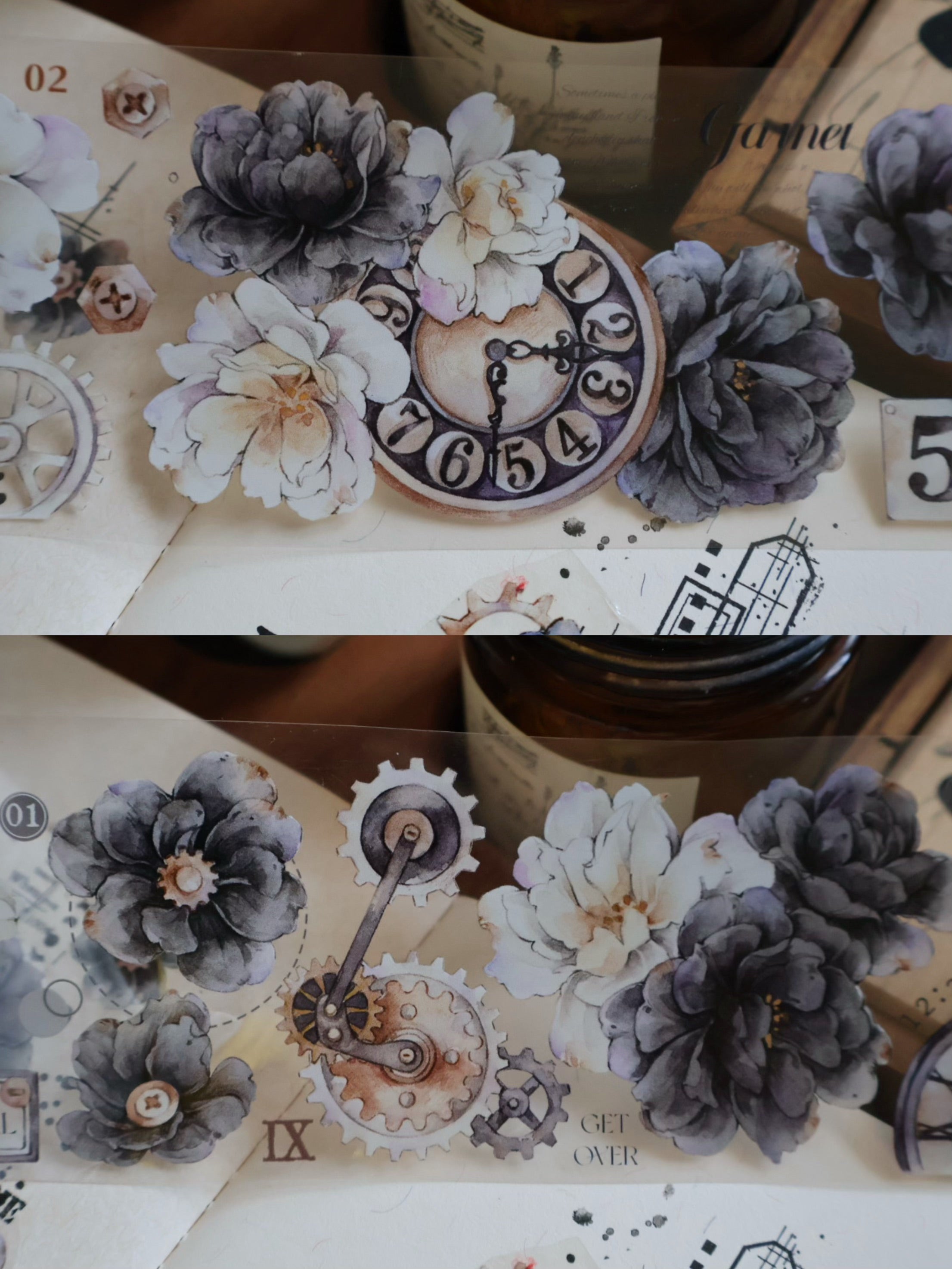 Black and White Flowers Tape (5.5cm*120cm)