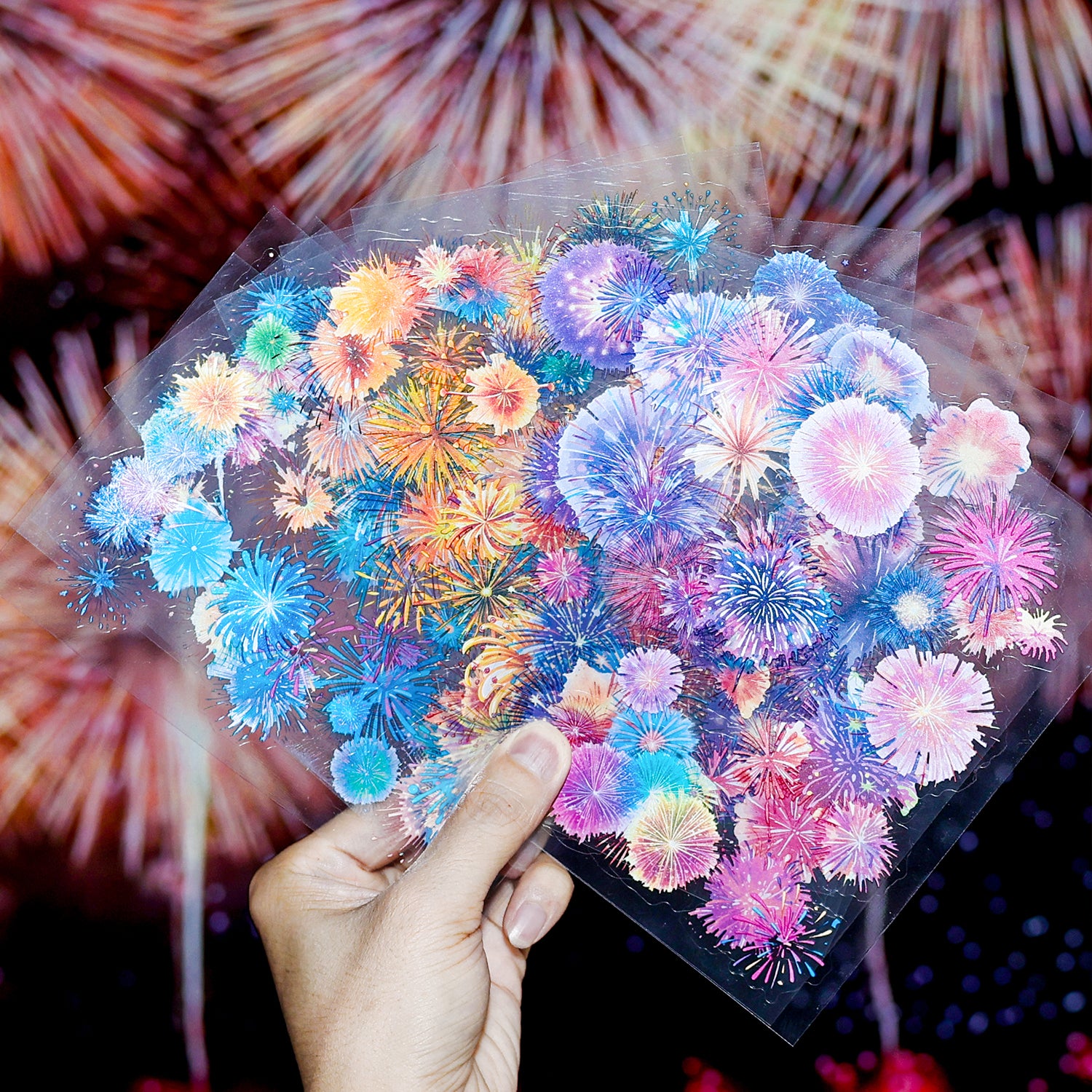 Fireworks and Flowing Light PET Sticker