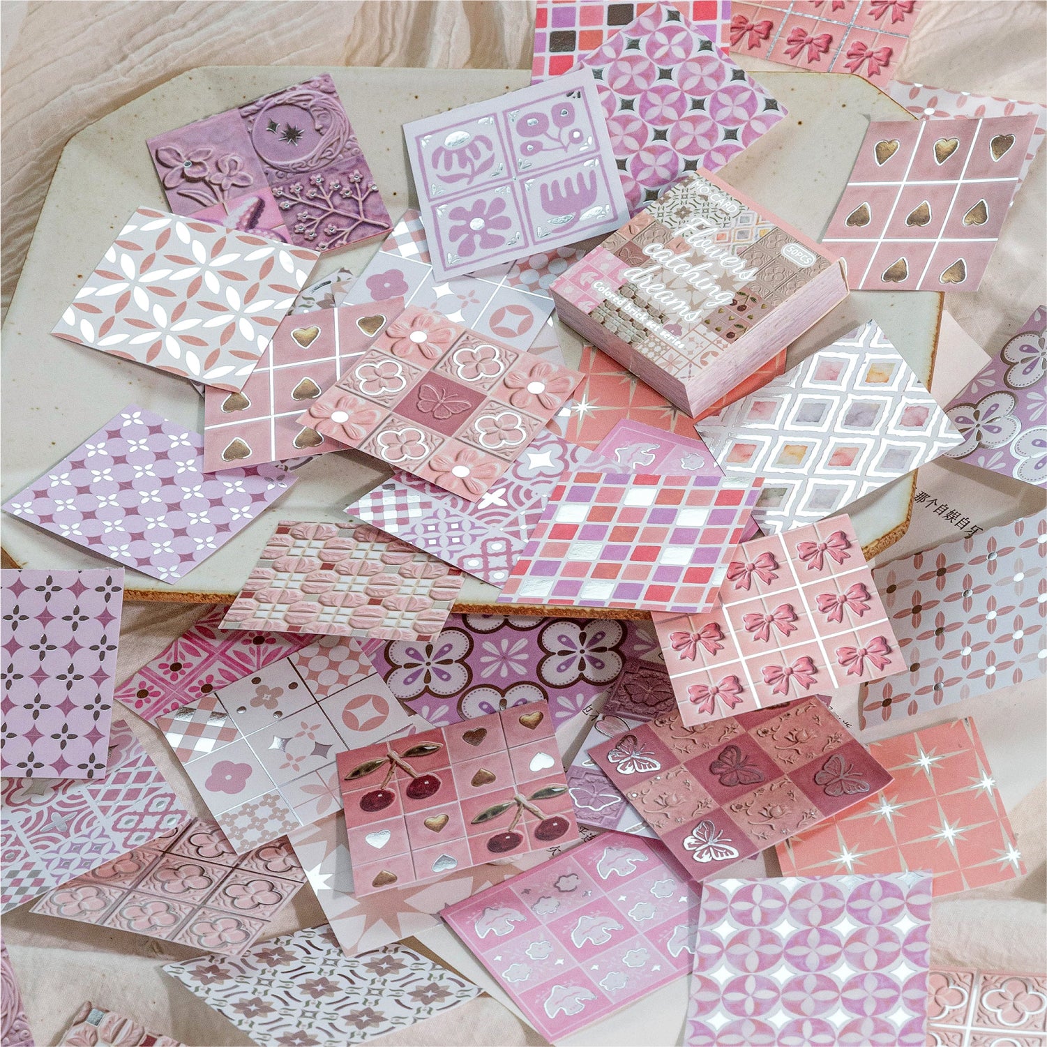 Silver Foil Floral Tile Sticker Book