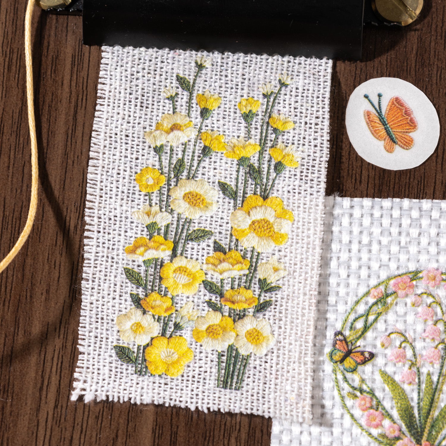 Vine and Embroidery Floral Transfer Sticker