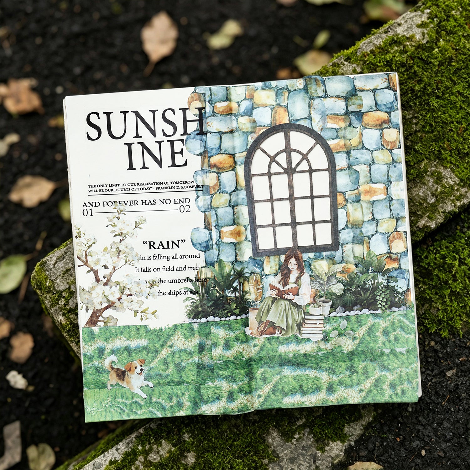 Stone path journal tape for travel journaling and collage
