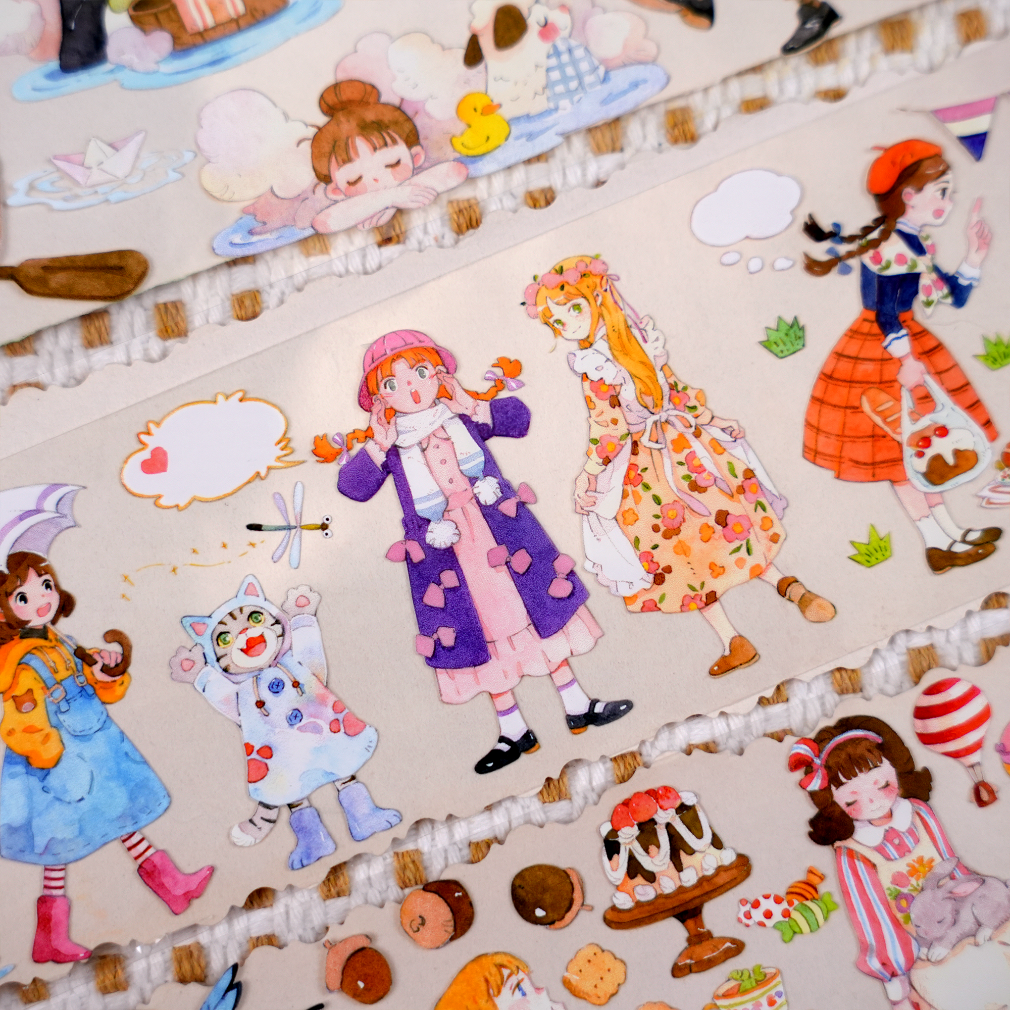 【Paper Domain】Children's Playground Character Theme PET Tape (5.8cm*165cm) for journaling and scrapbooking