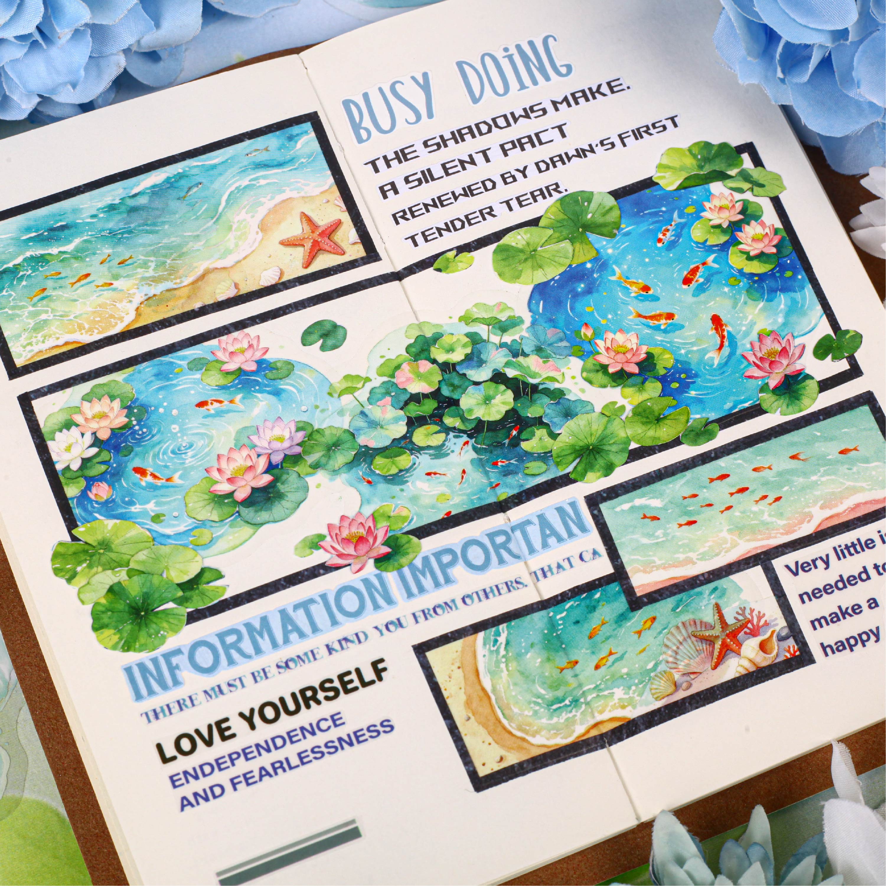 Clear Pond Reflecting Carp Sticker for journaling and scrapbooking