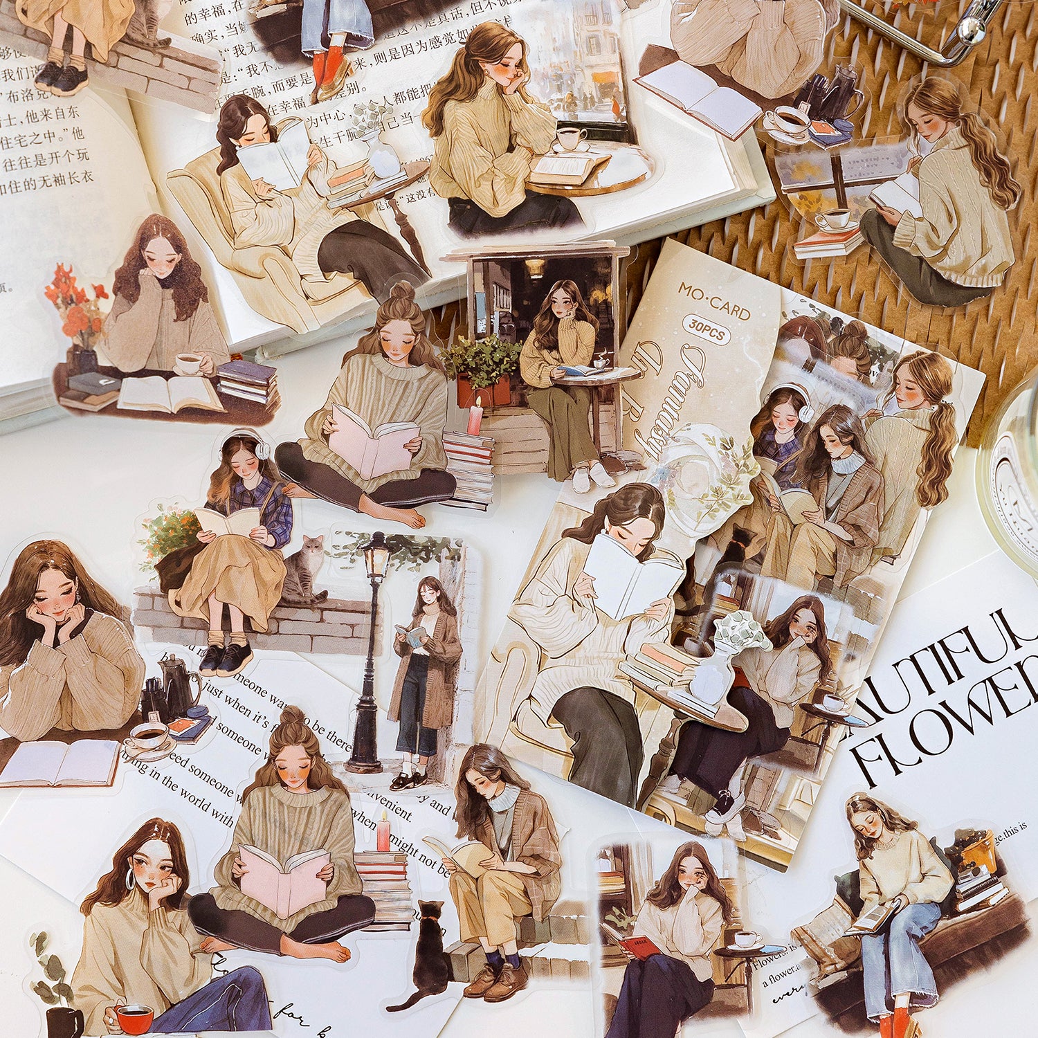 Elegant Reading Series PET Sticker