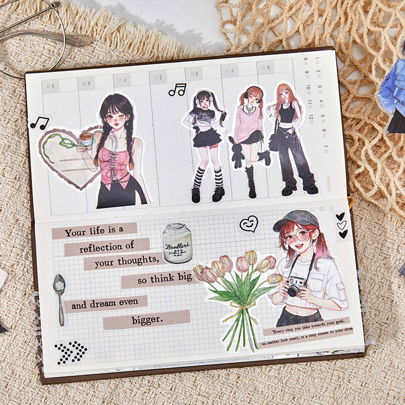 Heartbeat Daily Girl Character Stickers For Scrapnbooking and Journaling