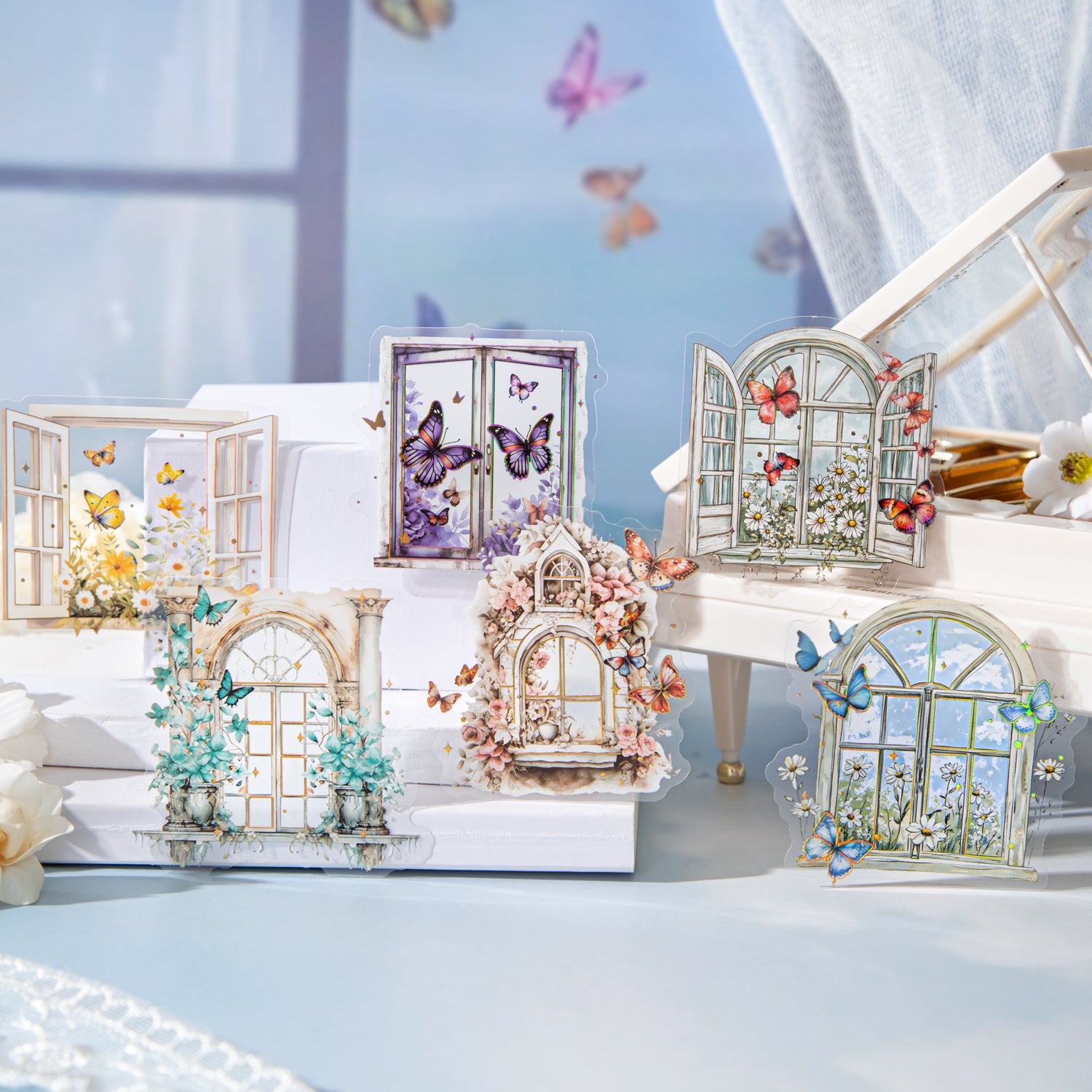 Butterfly dancing window PET Sticker