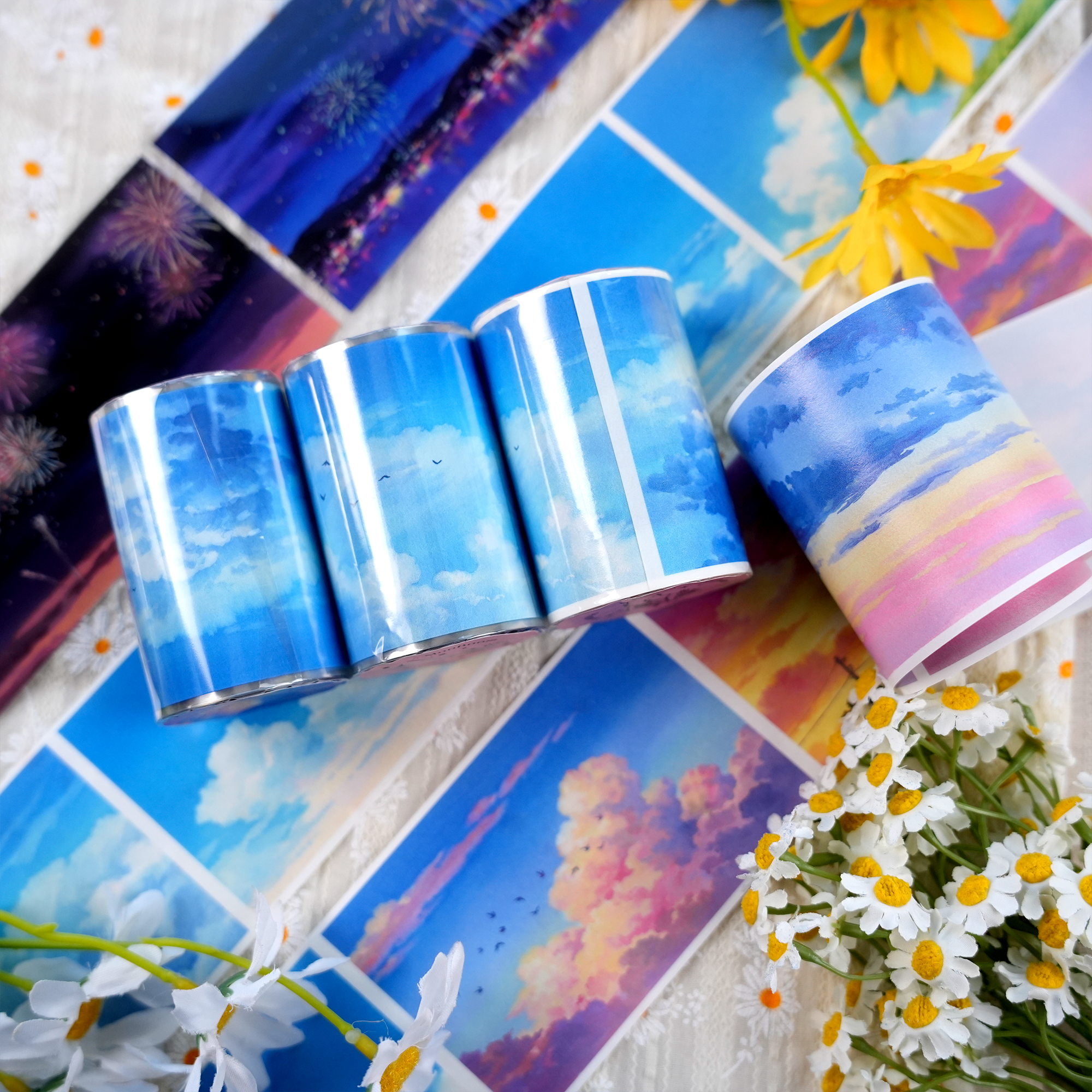 【MOOBOOM】Morning Clouds & Evening Glow Sky View PET Landscaping Tape
