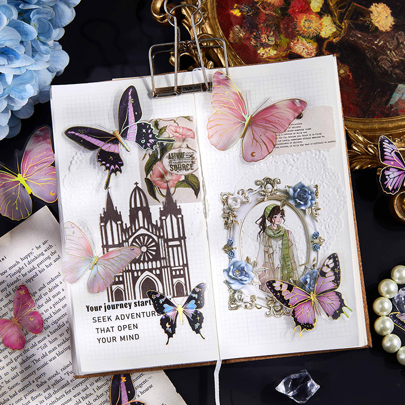 Gold-foiled Butterfly PET Sticker