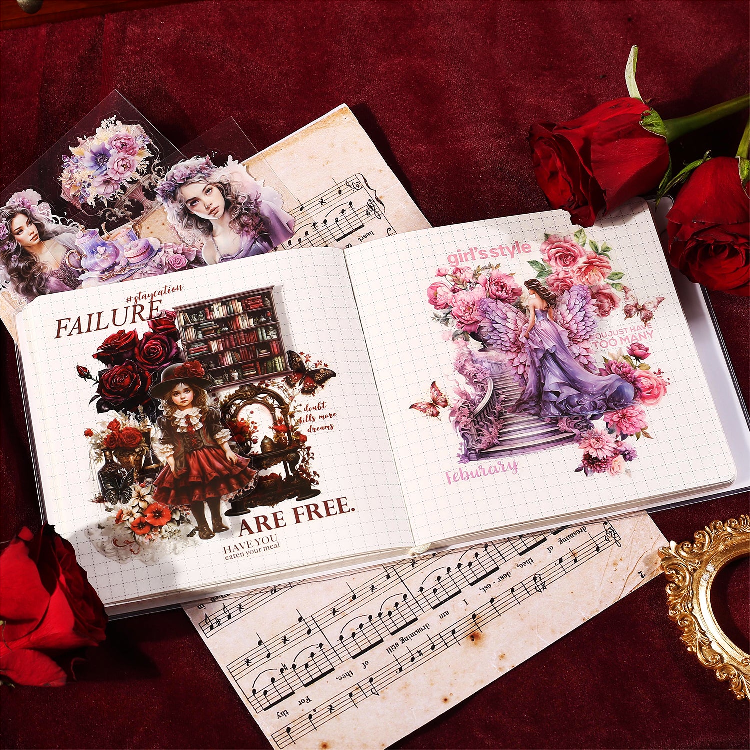 Baroque Garden Girl Pre-cut Sticker Book