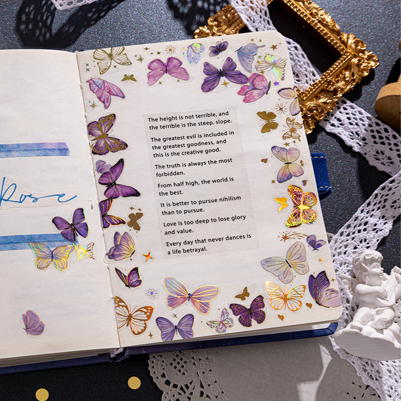 Glitter Butterfly Scrapbook Journal PET Tape Sticker