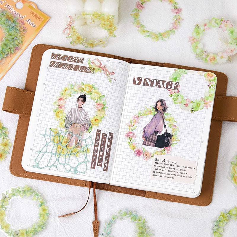 Floral Note with Gentle Whispers Wreath PET Stickers