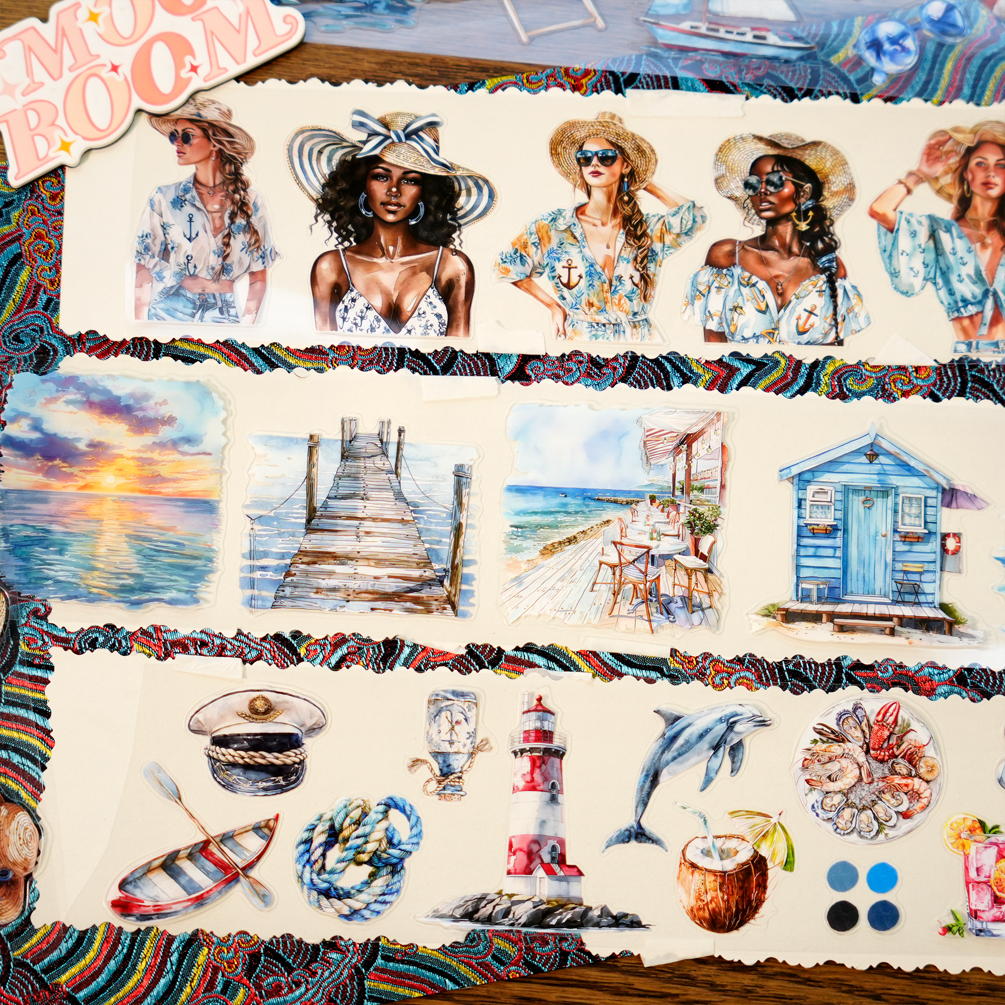 Days at the Seaside Pre-cut PET Tape | No.42 | MOOBOOM Design