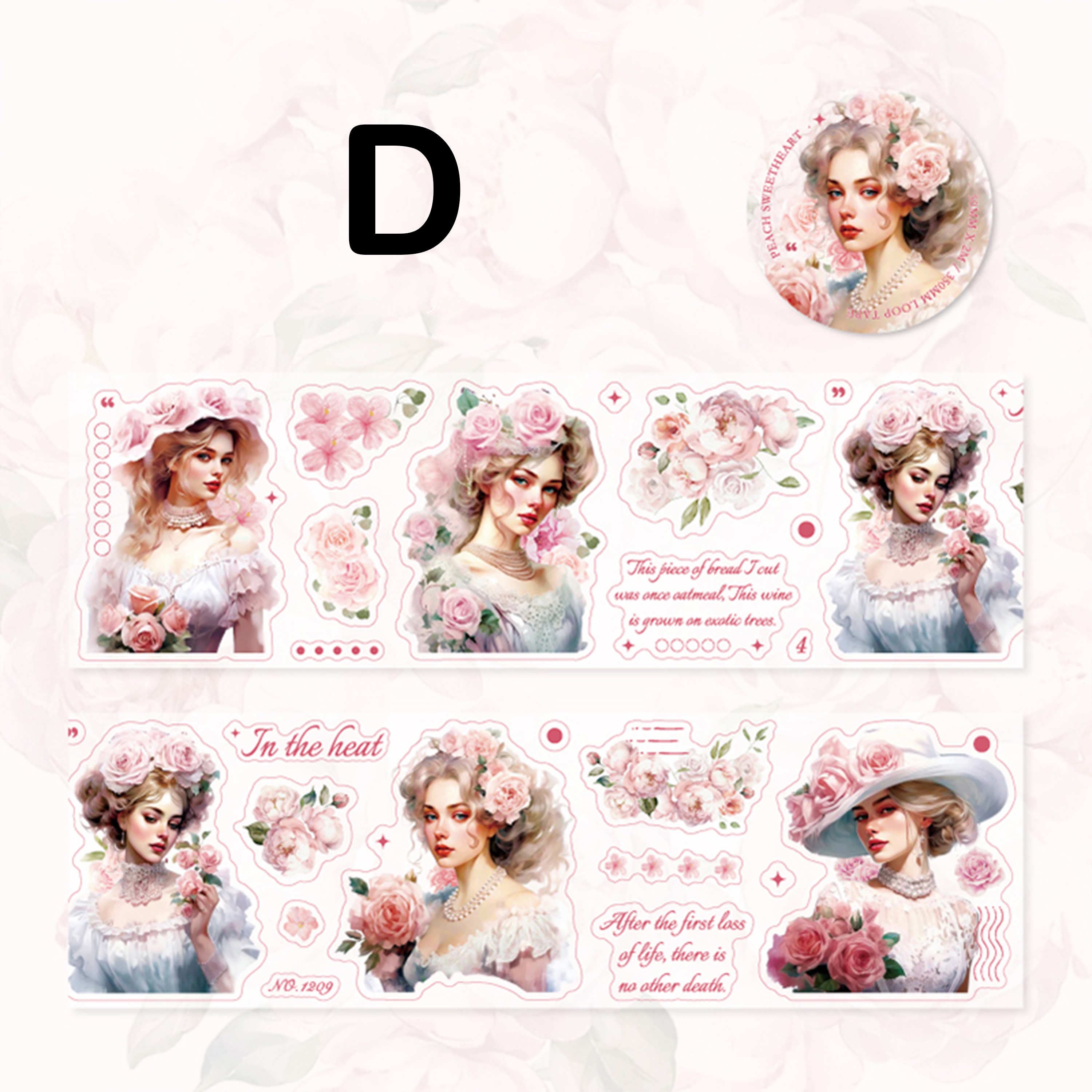 Girl Among Flowers Pre-cut Scrapbook Journal PET Tape