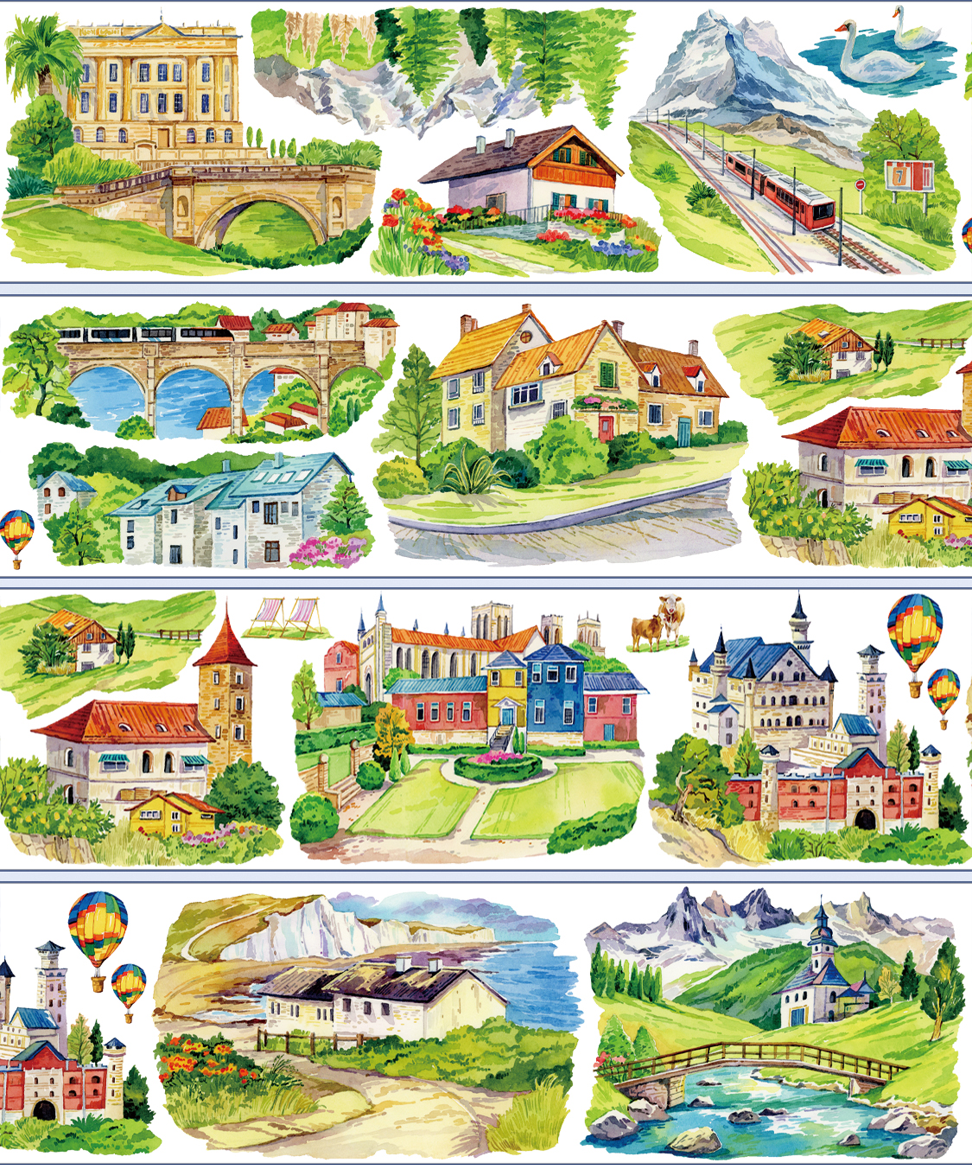 【XT】Castle in the Mountains Landscape Tape for journaling and scrapbooking