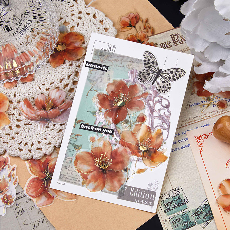 Floral Poetry Series PET Sticker for journaling and scrapbooking