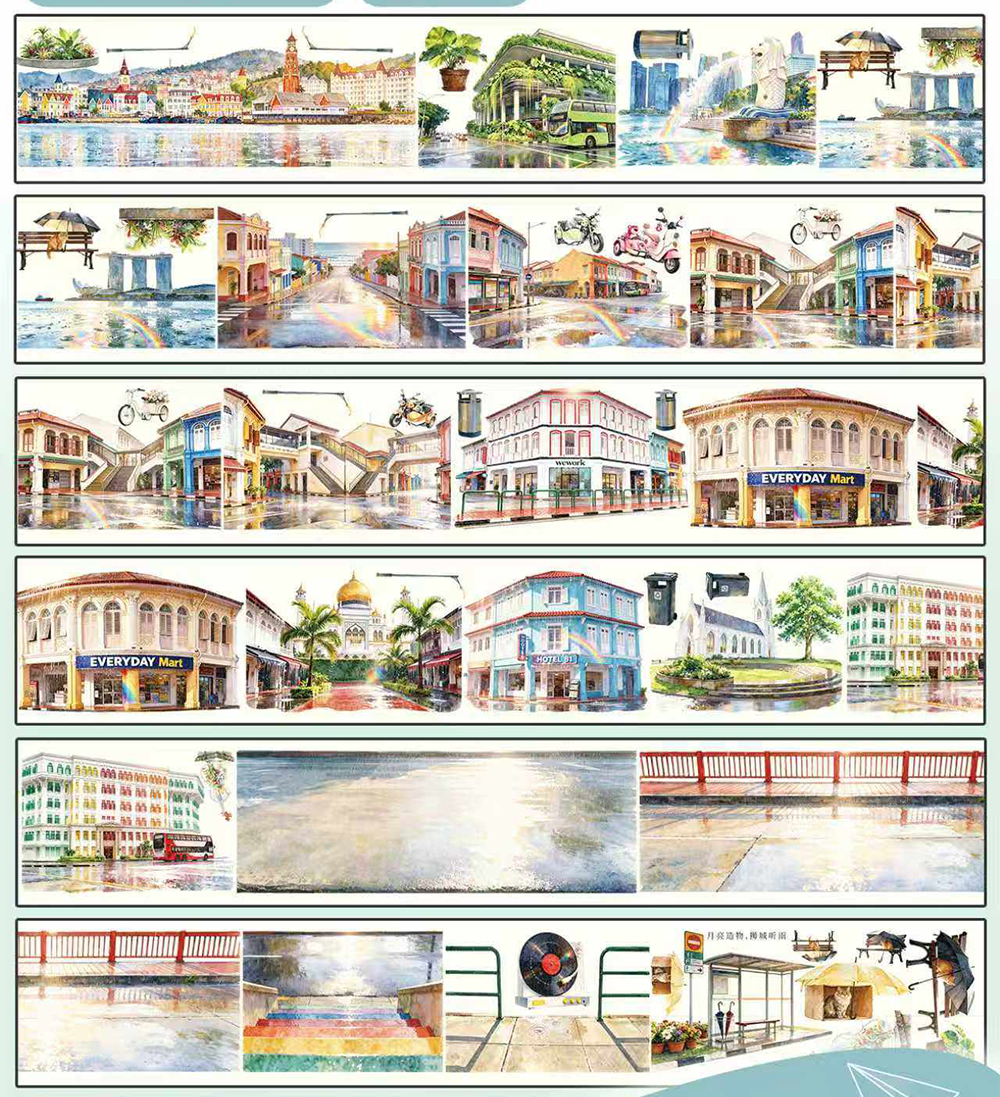 Rainbow City Landscape PET Tape
