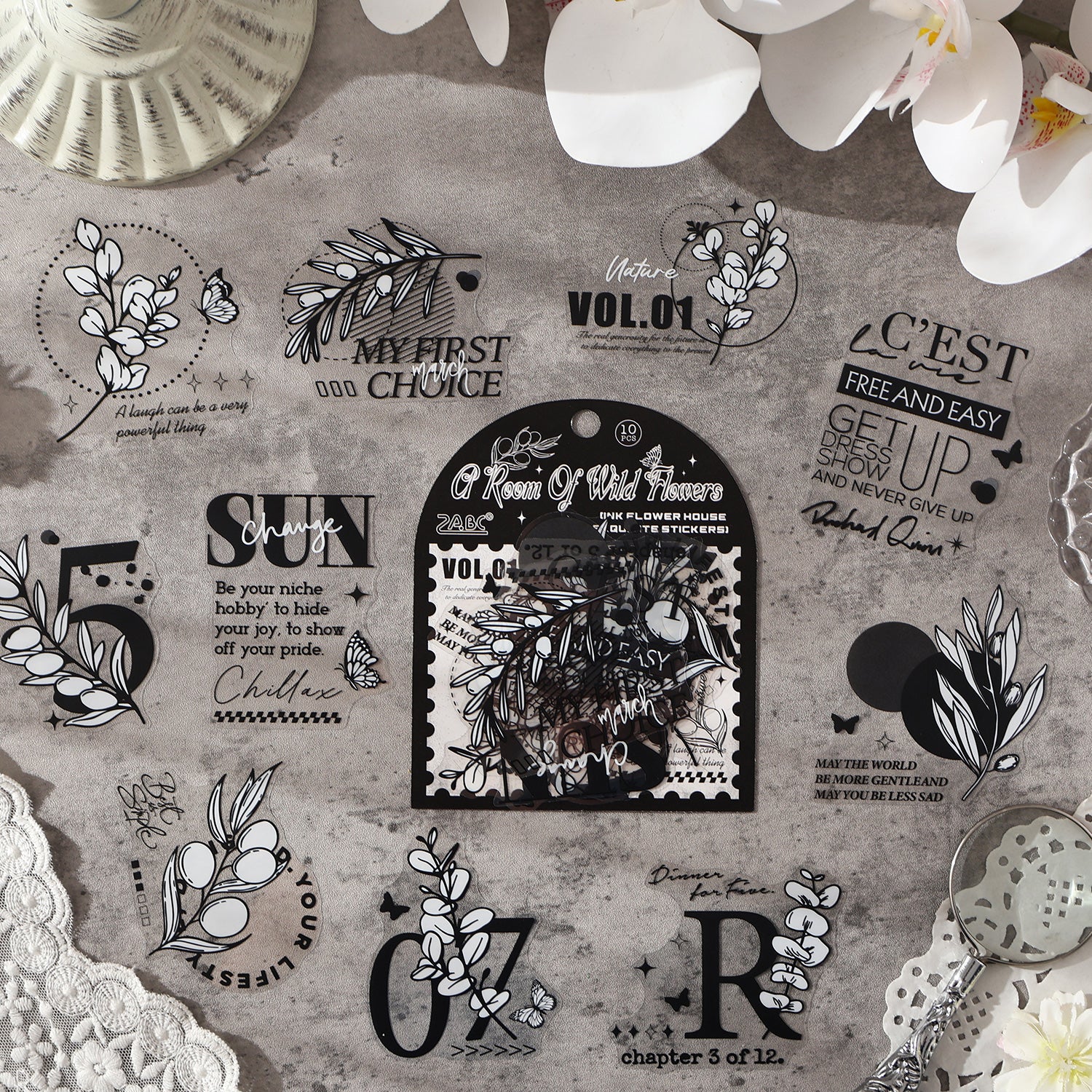 Ink Flower PET Sticker