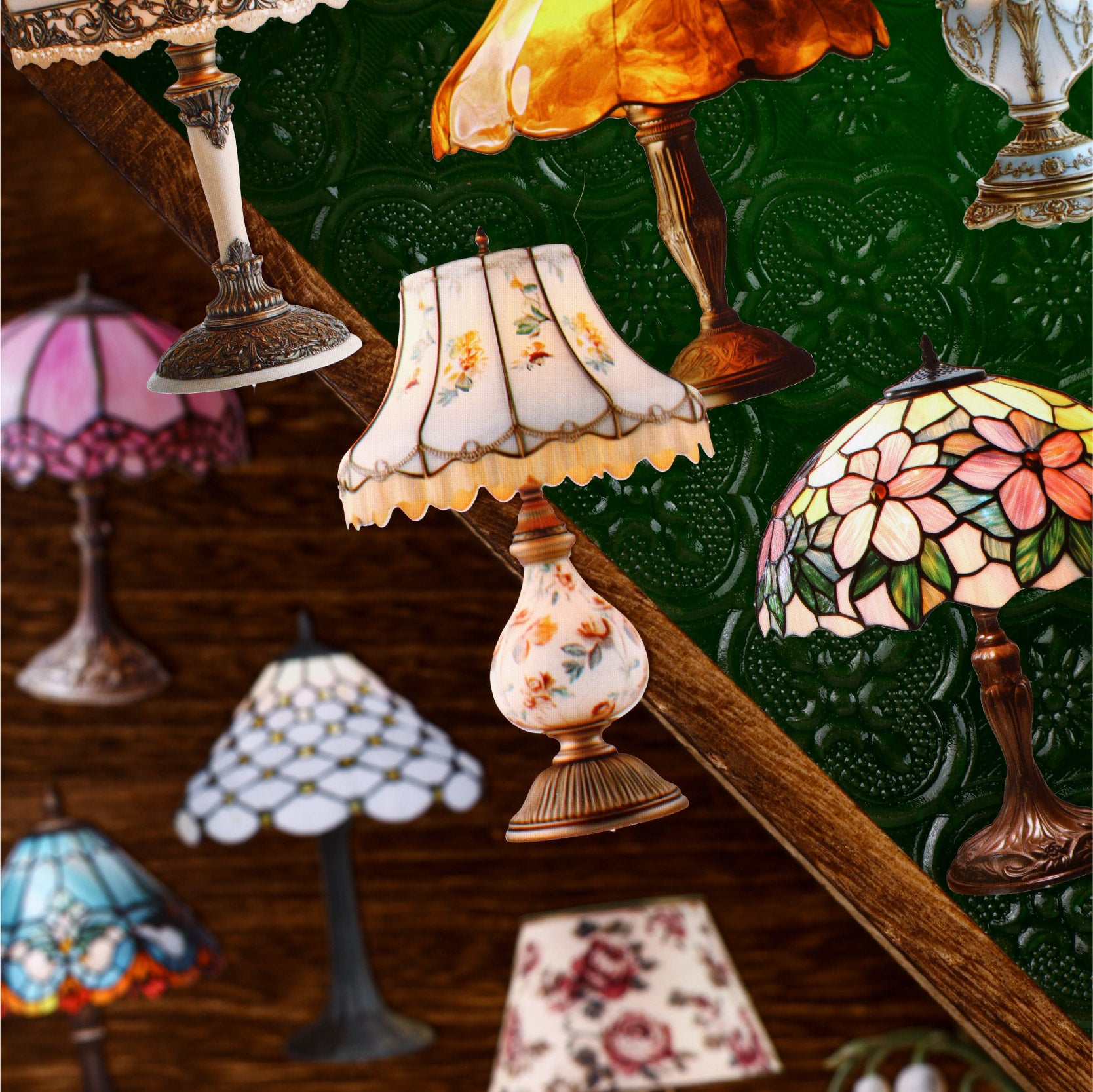 Vintage Table Lamp Paper Sticker