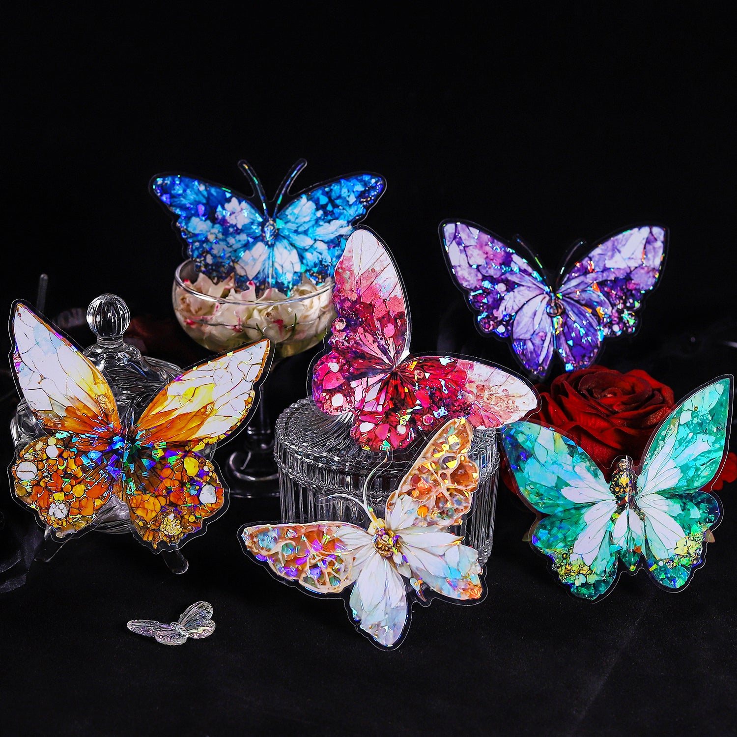 Jewel Butterfly PET Sticker