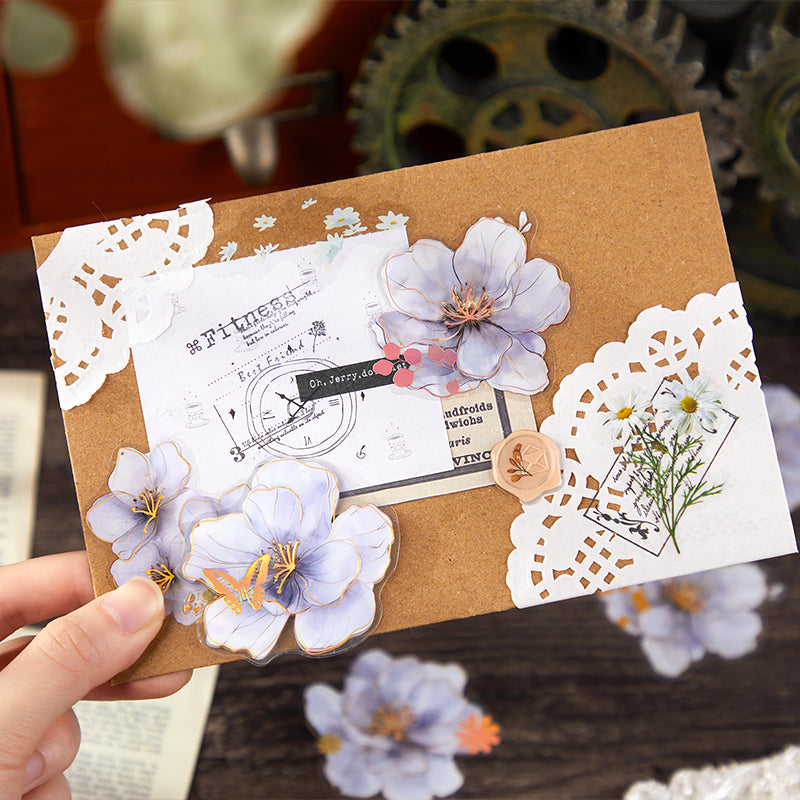 Gold-Foiled Flower PET Stickers