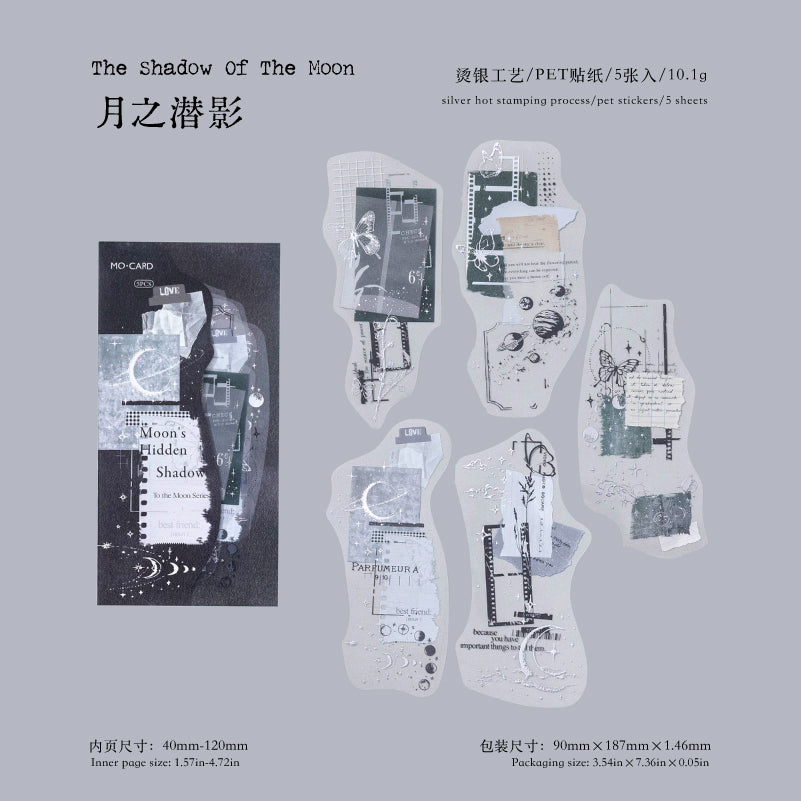 3D Silver Foiled Stars and Moons on Paper PET Stickers